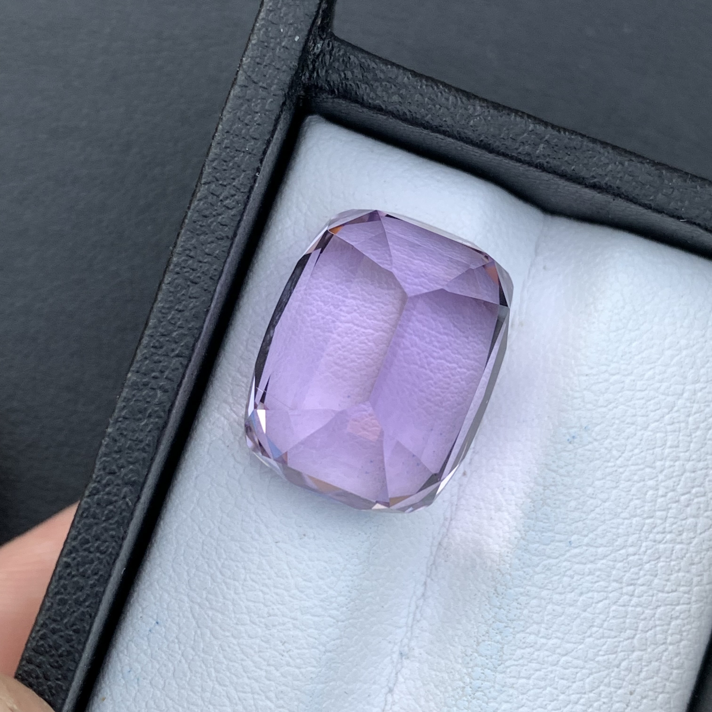 Natural Pink Kunzite 21.88 Carat Faceted Cushion Shape Loose Gemstone — view 6