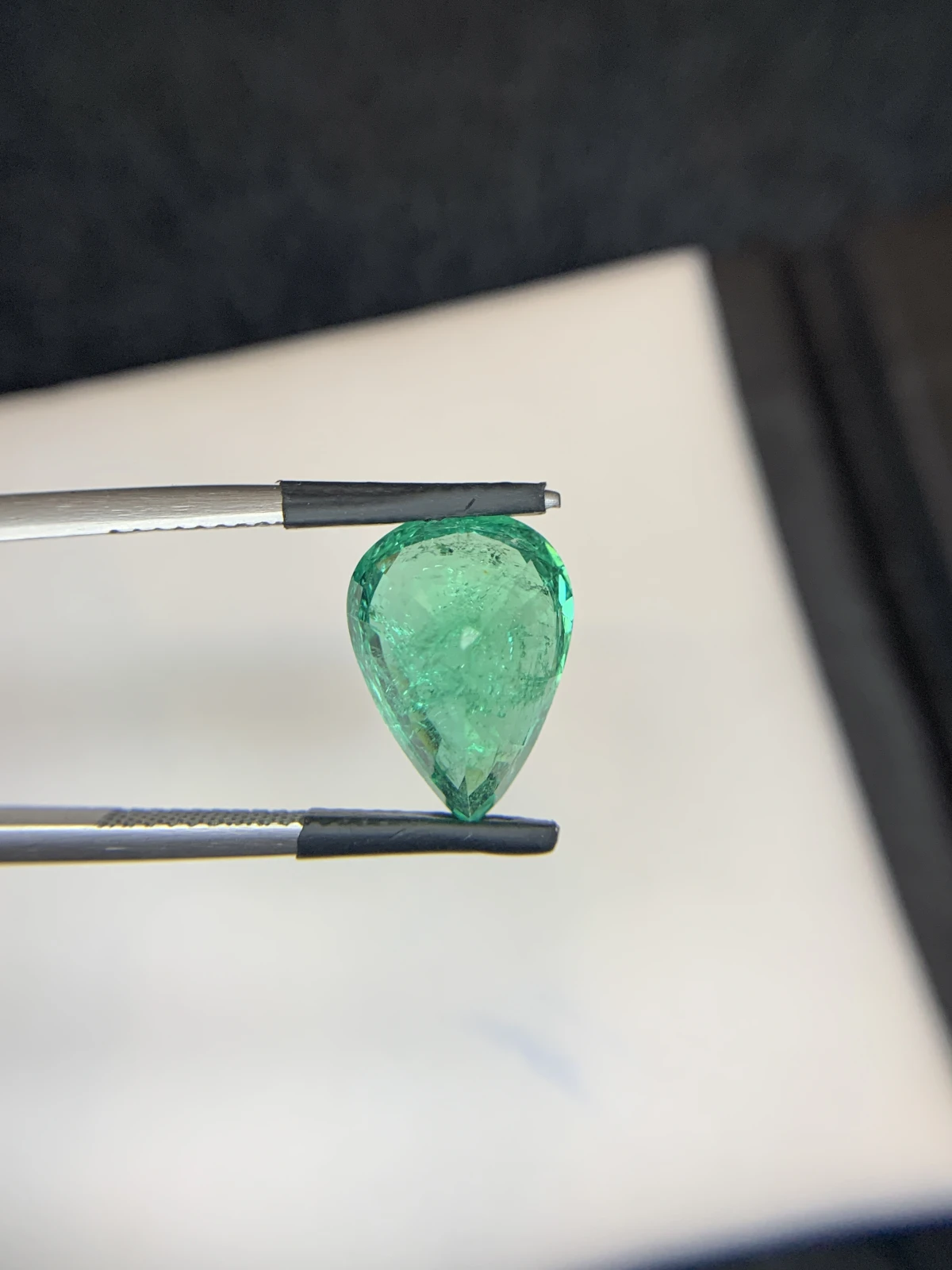Bellerophon Certified 5.92 Ct Natural Panjshir Emerald Pear Shape Loose Gemstone — view 7