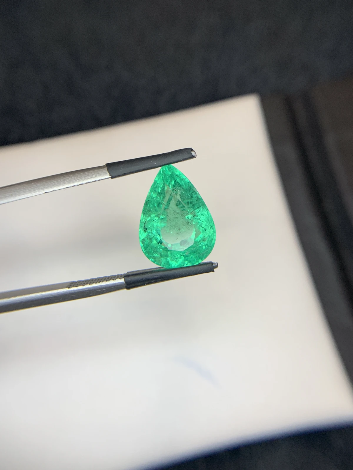 Bellerophon Certified 5.92 Ct Natural Panjshir Emerald Pear Shape Loose Gemstone — view 8