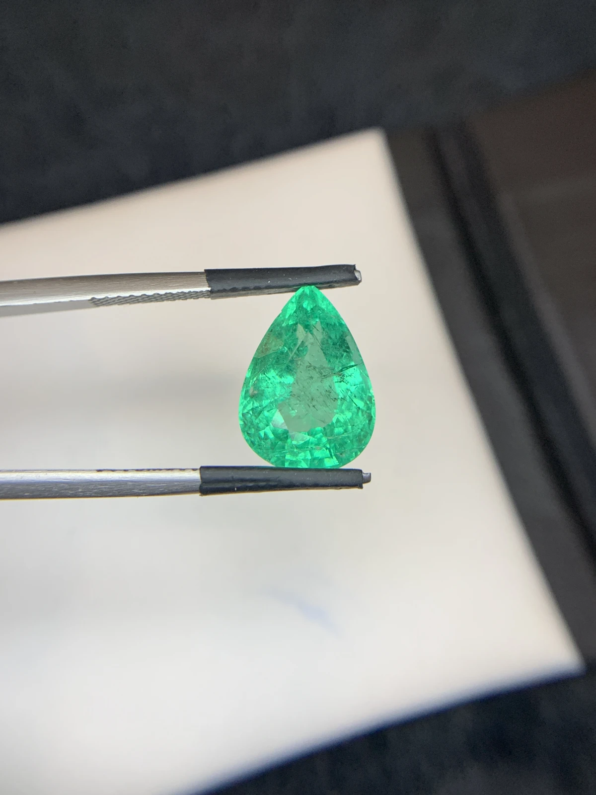 Bellerophon Certified 5.92 Ct Natural Panjshir Emerald Pear Shape Loose Gemstone — view 1