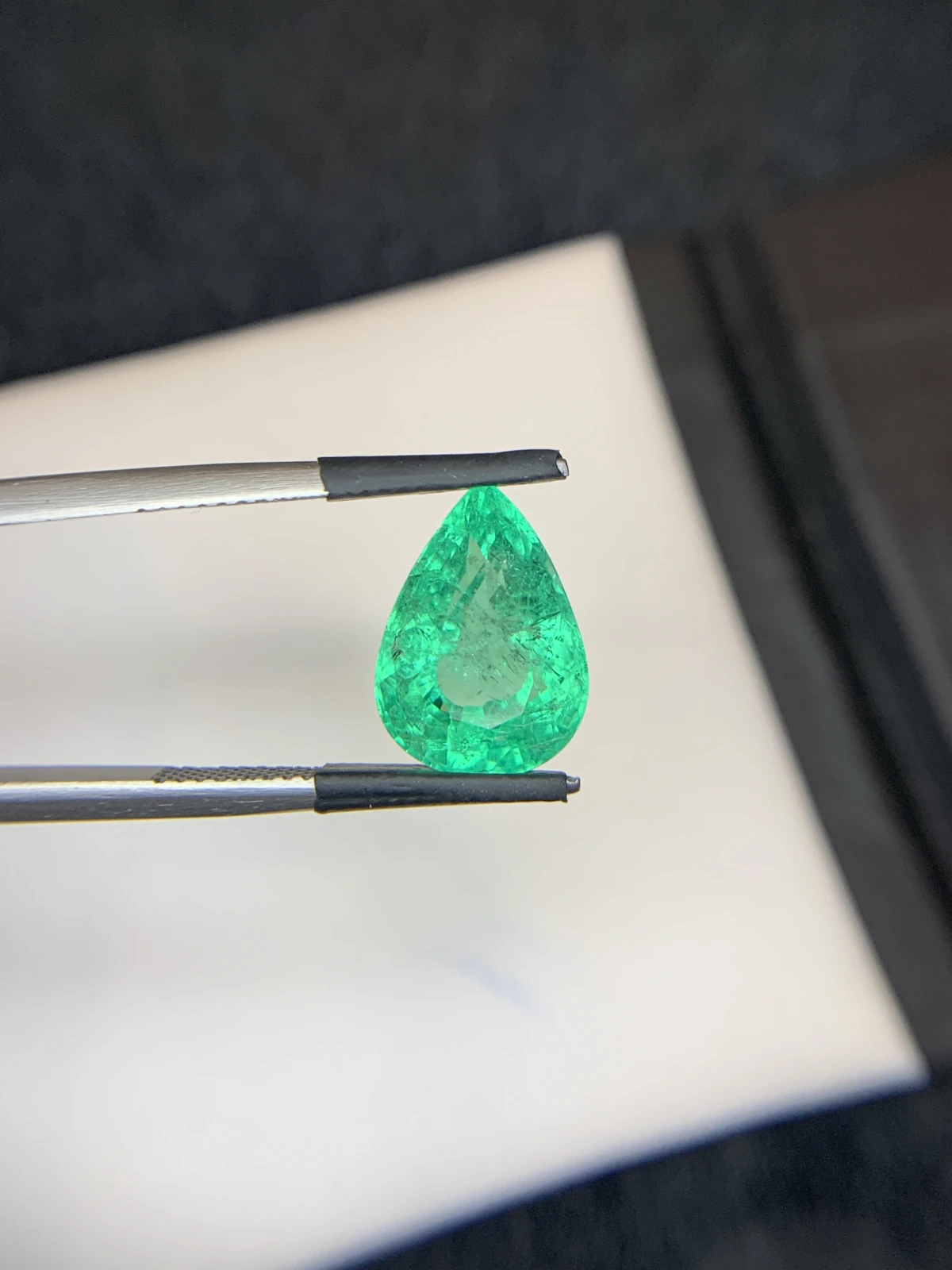Bellerophon Certified 5.92 Ct Natural Panjshir Emerald Pear Shape Loose Gemstone — view 3
