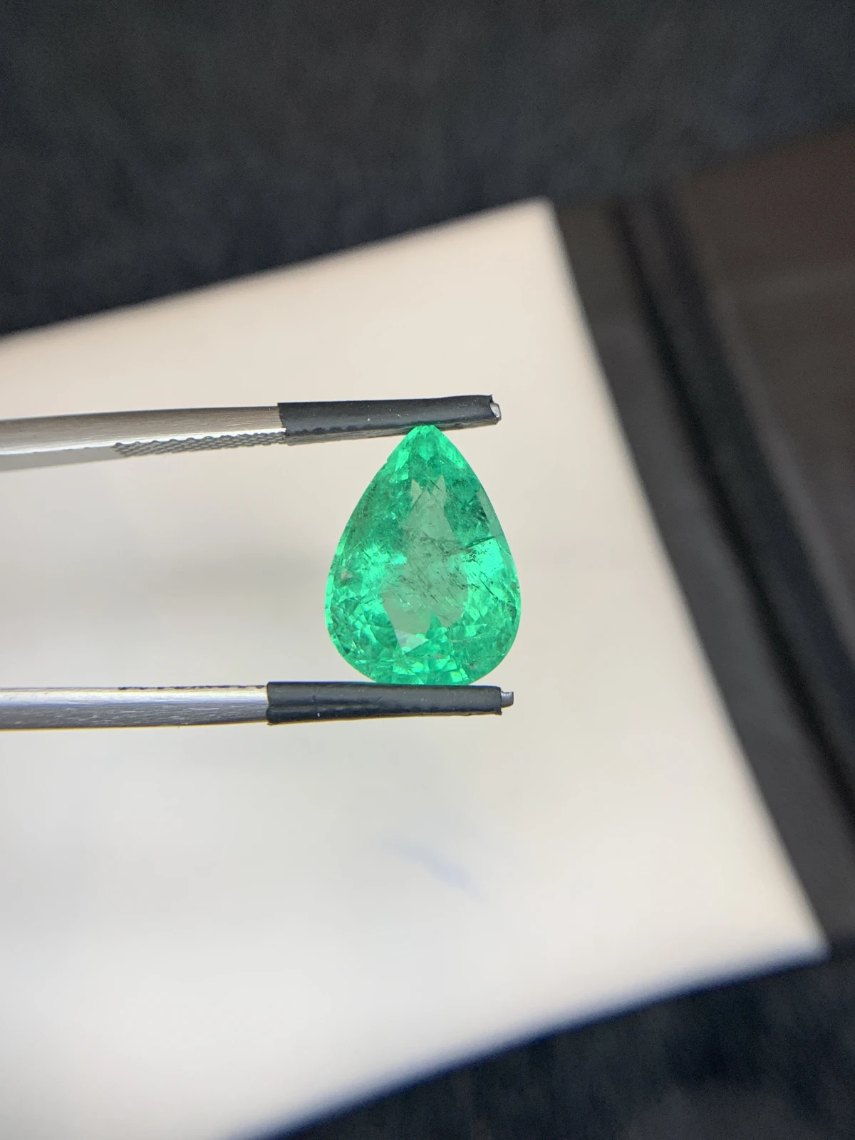 Bellerophon Certified 5.92 Ct Natural Panjshir Emerald Pear Shape Loose Gemstone — view 4