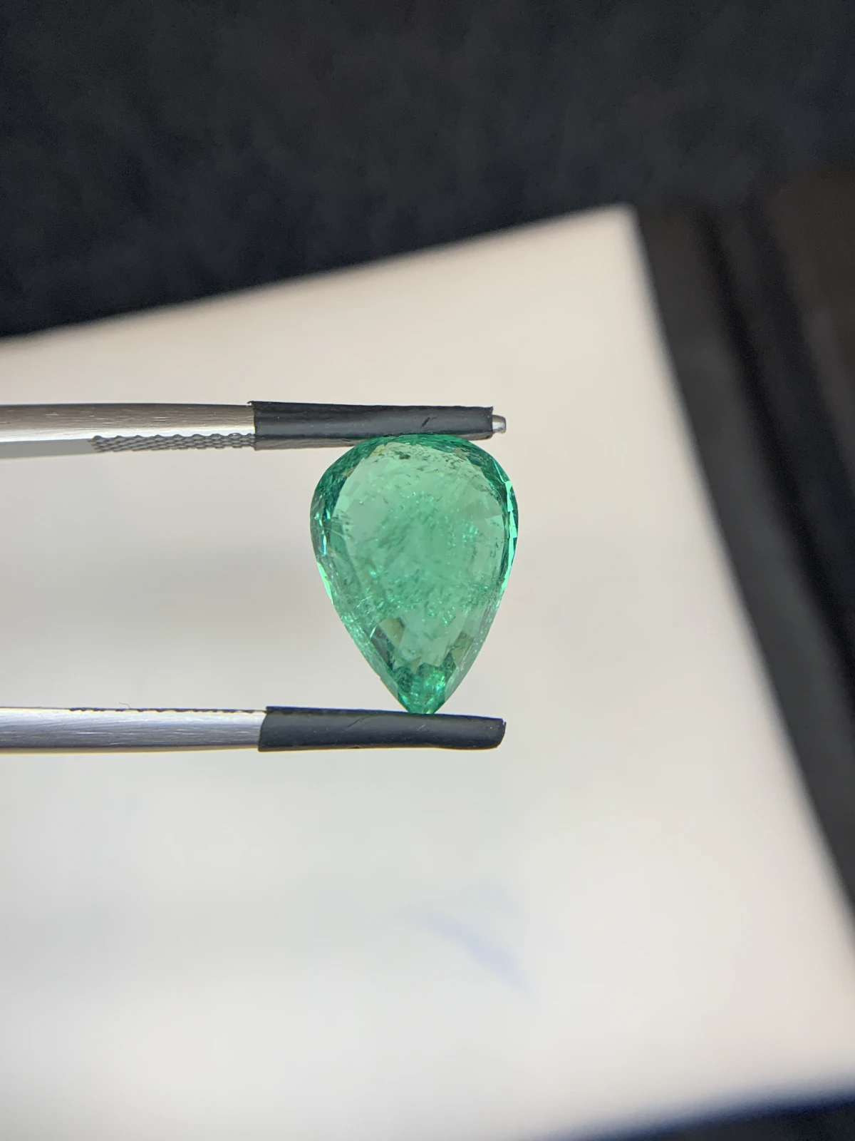 Bellerophon Certified 5.92 Ct Natural Panjshir Emerald Pear Shape Loose Gemstone — view 5