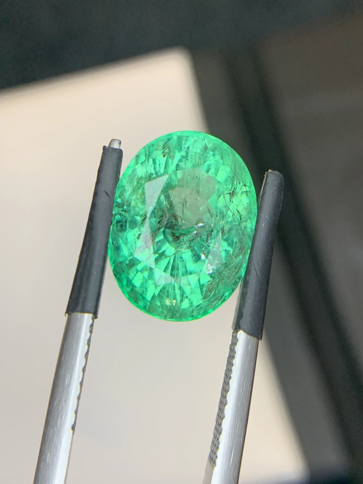 Bellerophon Certified 6.87 Ct Natural Panjshir Emerald Oval Shape Loose Gemstone — view 4