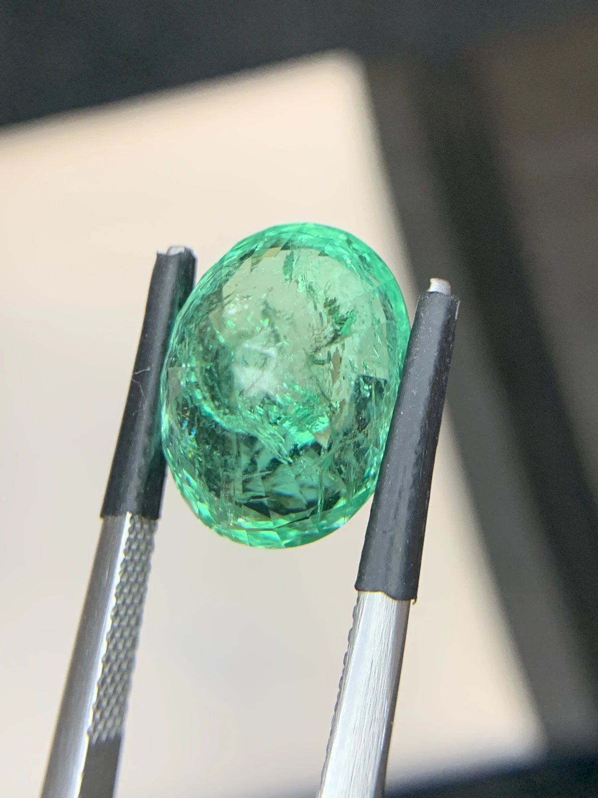 Bellerophon Certified 6.87 Ct Natural Panjshir Emerald Oval Shape Loose Gemstone — view 11