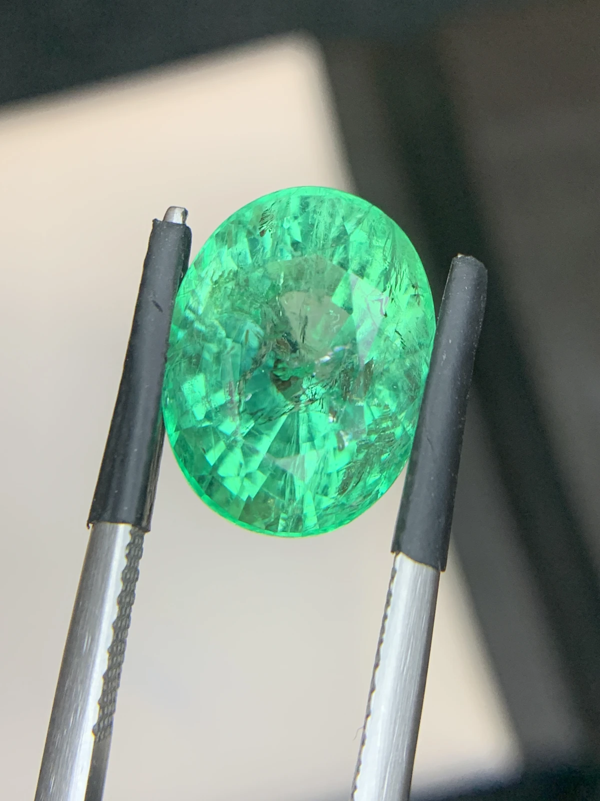 Bellerophon Certified 6.87 Ct Natural Panjshir Emerald Oval Shape Loose Gemstone — view 5