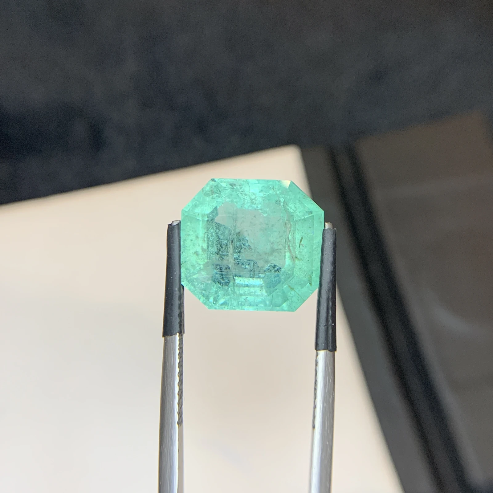 Bellerophon Certified 10.58 Ct Natural Bluish Green  Emerald Octagonal Shape Loose Gemstone from Zambia — view 2