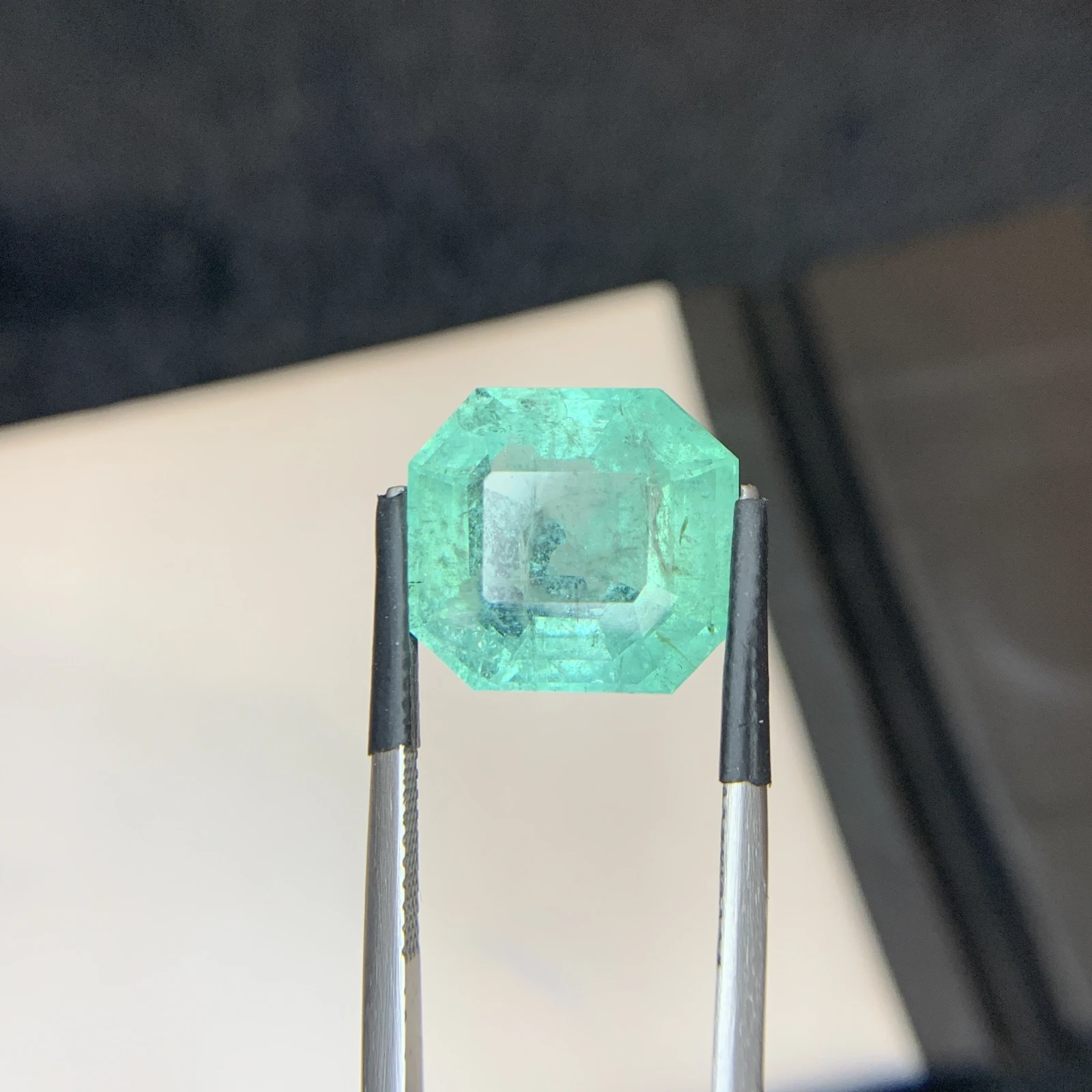 Bellerophon Certified 10.58 Ct Natural Bluish Green  Emerald Octagonal Shape Loose Gemstone from Zambia — view 6