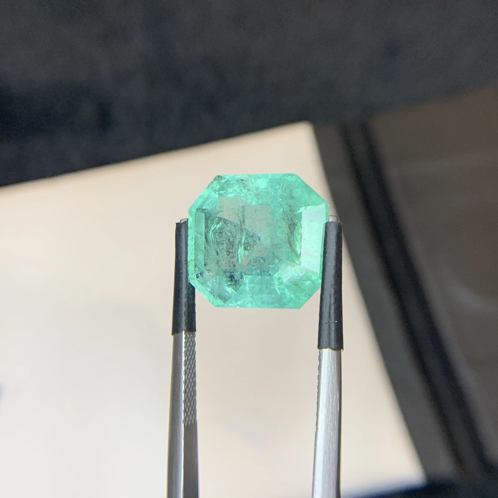 Bellerophon Certified 10.58 Ct Natural Bluish Green  Emerald Octagonal Shape Loose Gemstone from Zambia — view 7