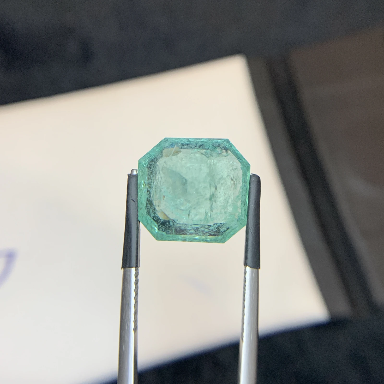 Bellerophon Certified 10.58 Ct Natural Bluish Green  Emerald Octagonal Shape Loose Gemstone from Zambia — view 9