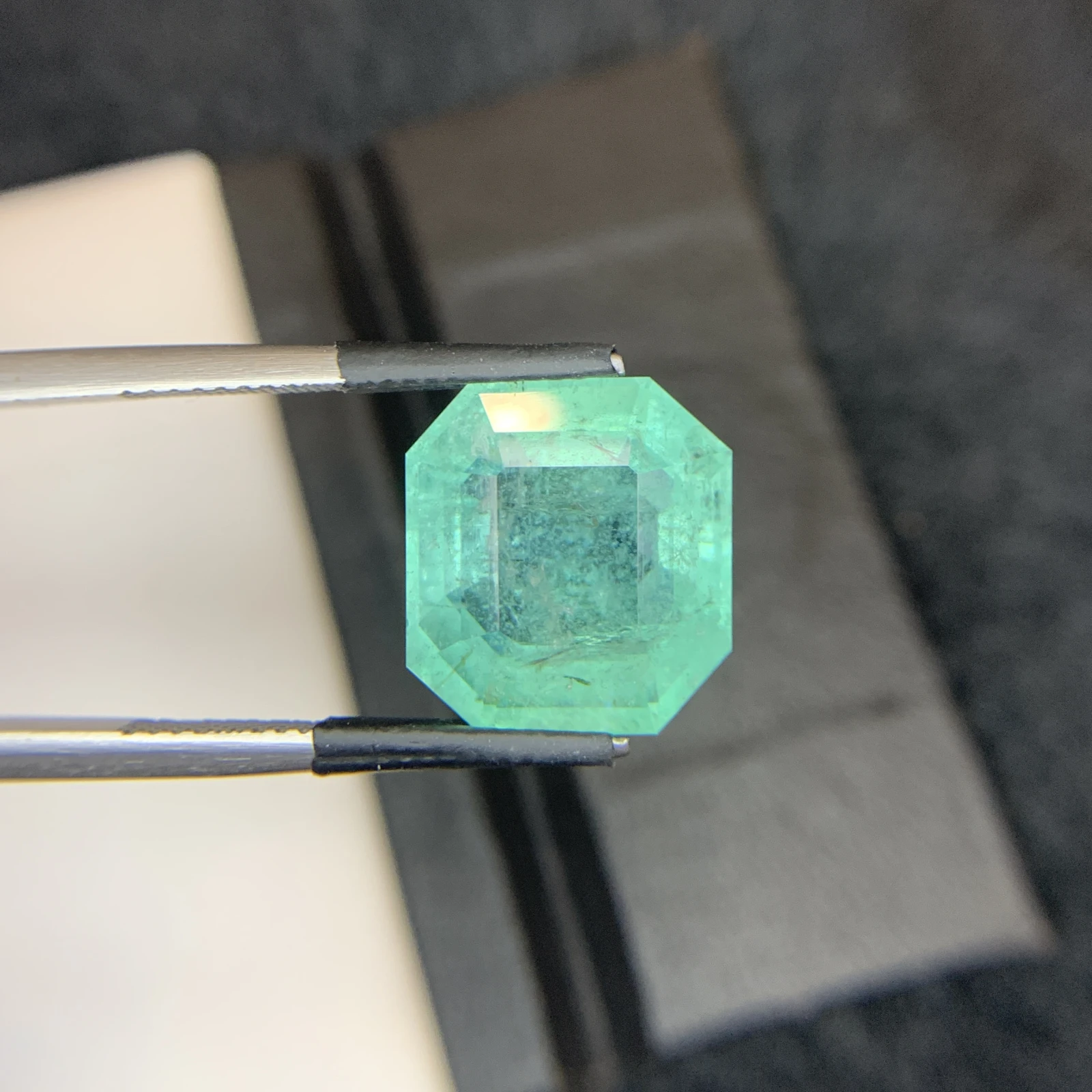 Bellerophon Certified 10.58 Ct Natural Bluish Green  Emerald Octagonal Shape Loose Gemstone from Zambia — view 11