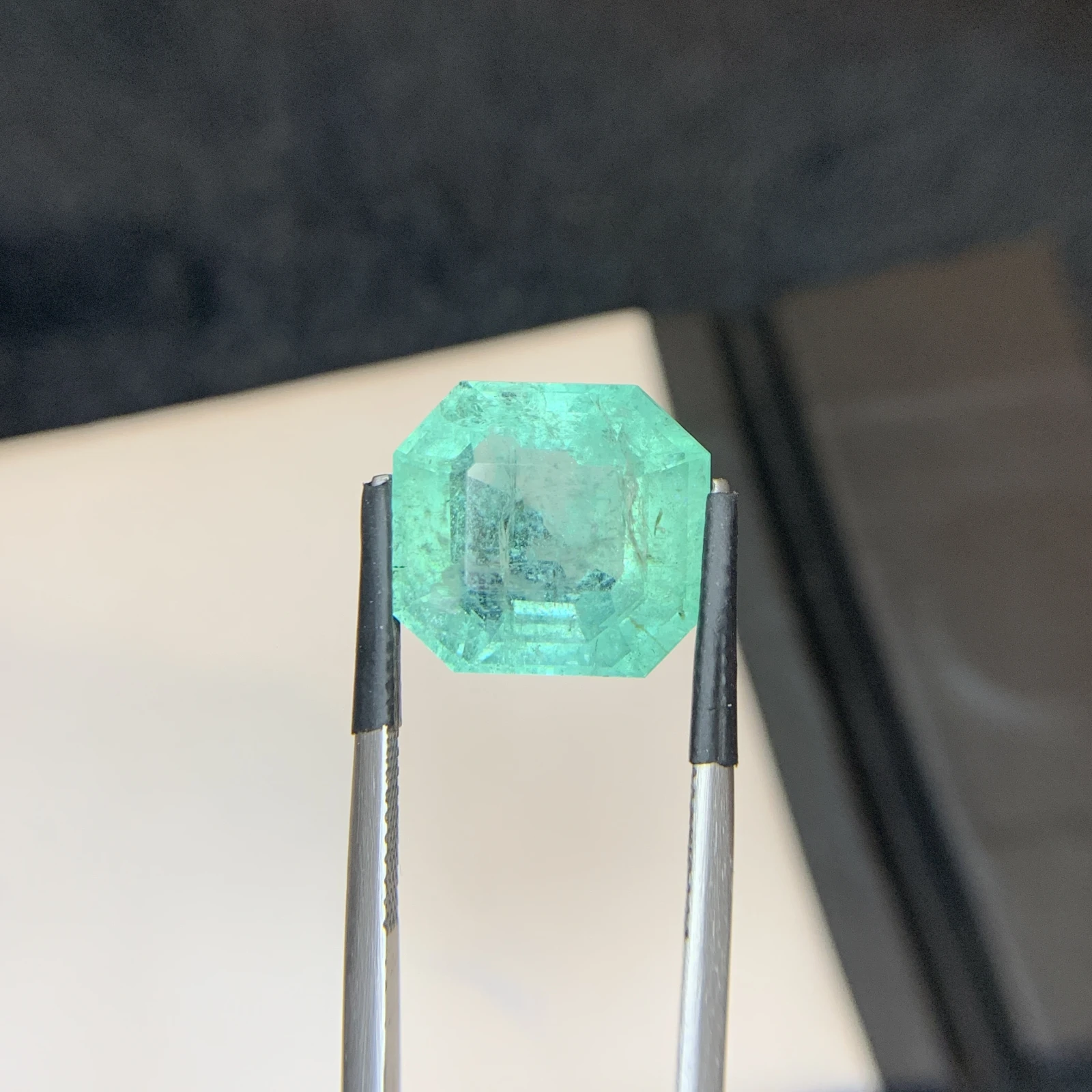Bellerophon Certified 10.58 Ct Natural Bluish Green  Emerald Octagonal Shape Loose Gemstone from Zambia — view 3