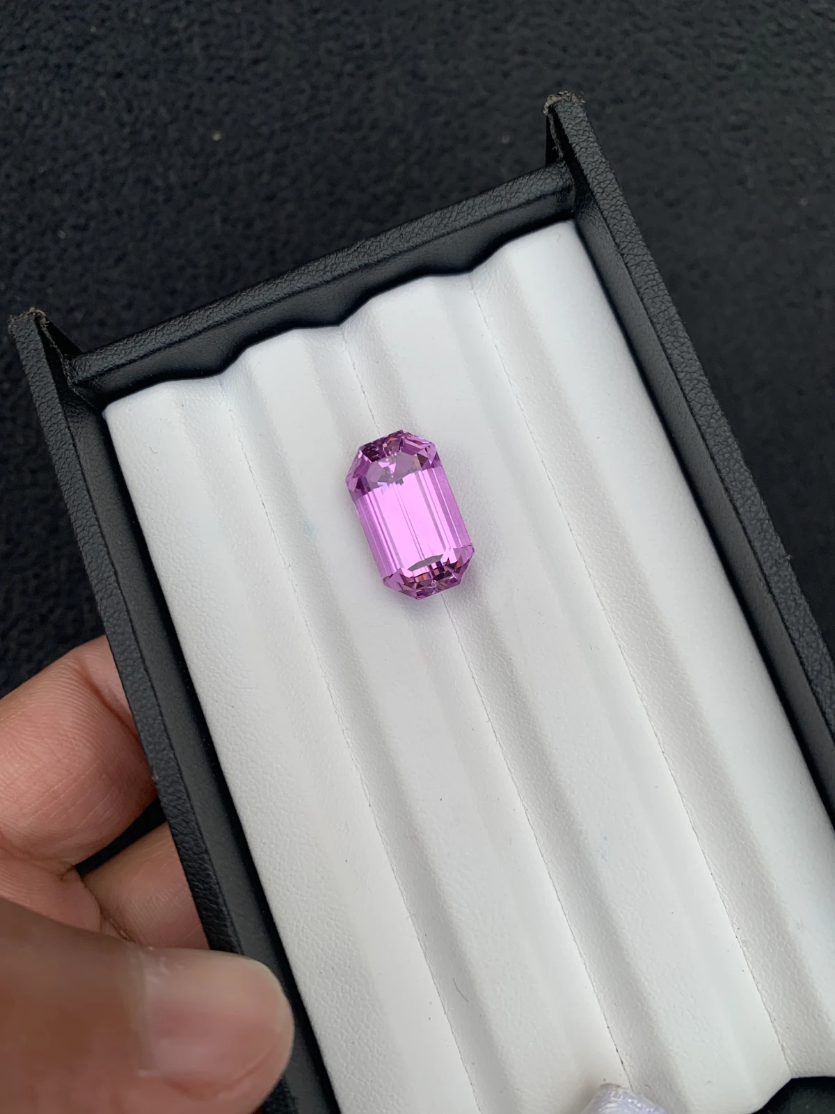 Natural Pinkish Purple Kunzite 16.03 Carat Faceted Emerald Cut Loose Gemstone — view 18