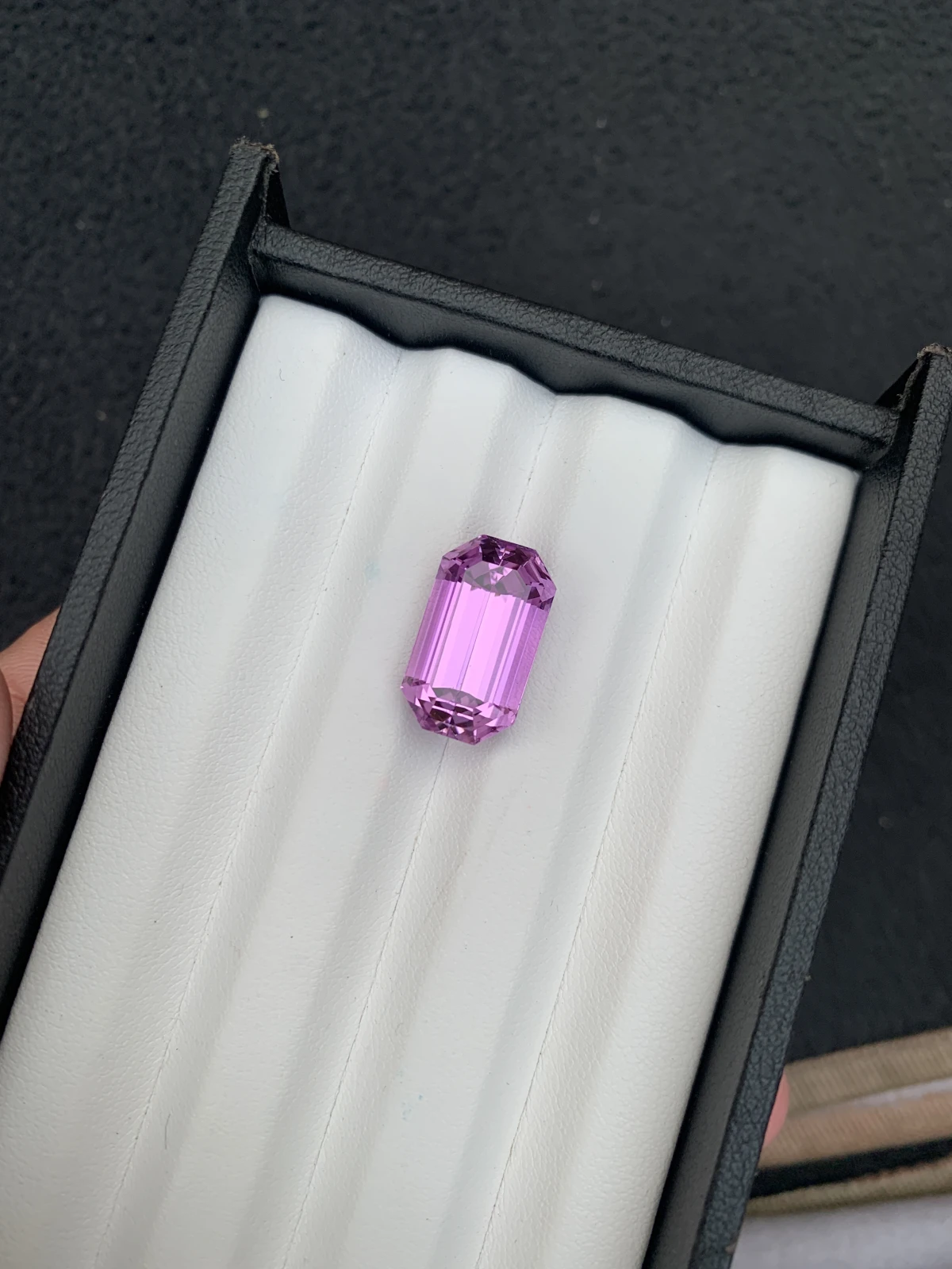 Natural Pinkish Purple Kunzite 16.03 Carat Faceted Emerald Cut Loose Gemstone — view 20