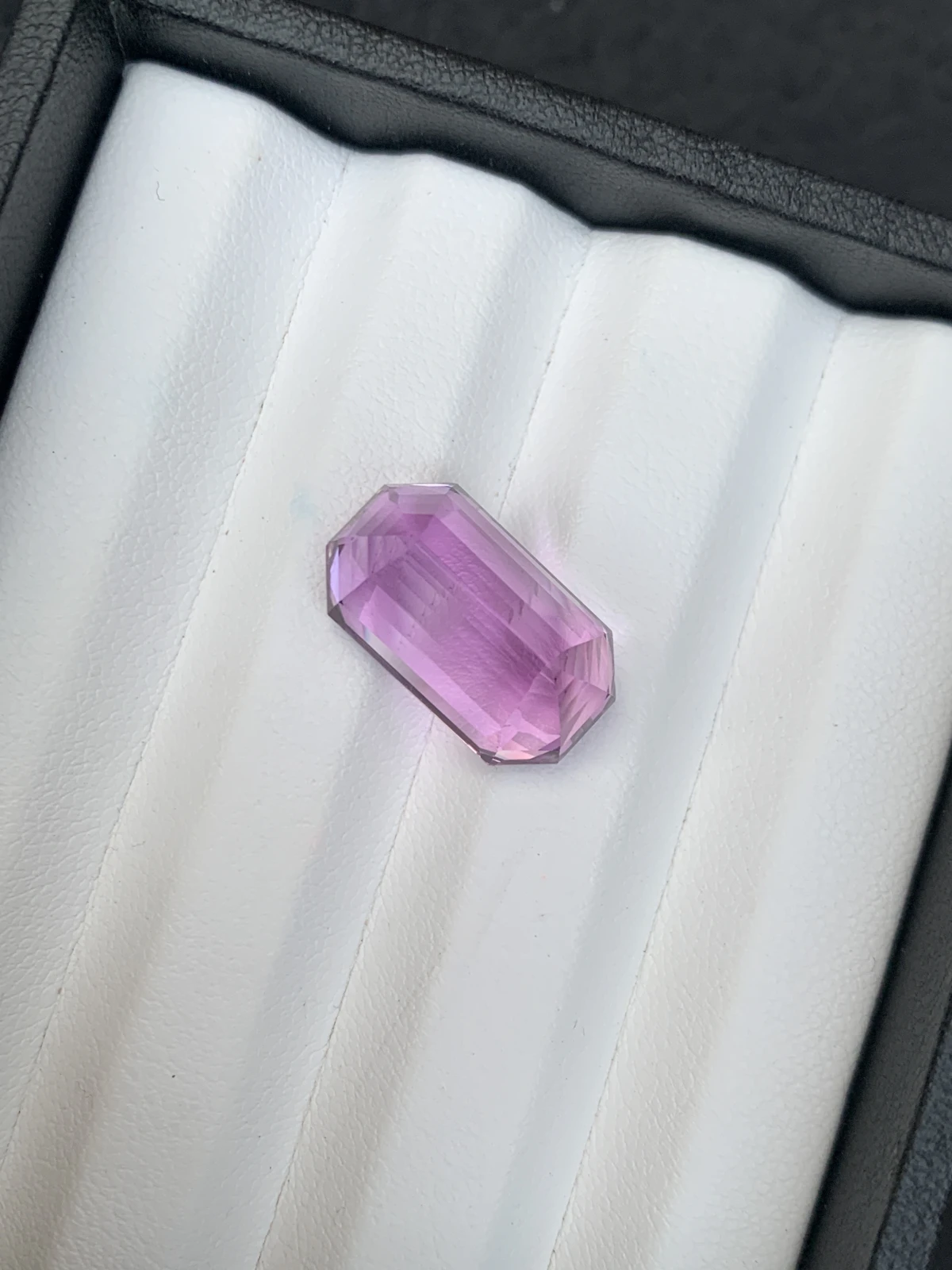 Natural Pinkish Purple Kunzite 16.03 Carat Faceted Emerald Cut Loose Gemstone — view 22
