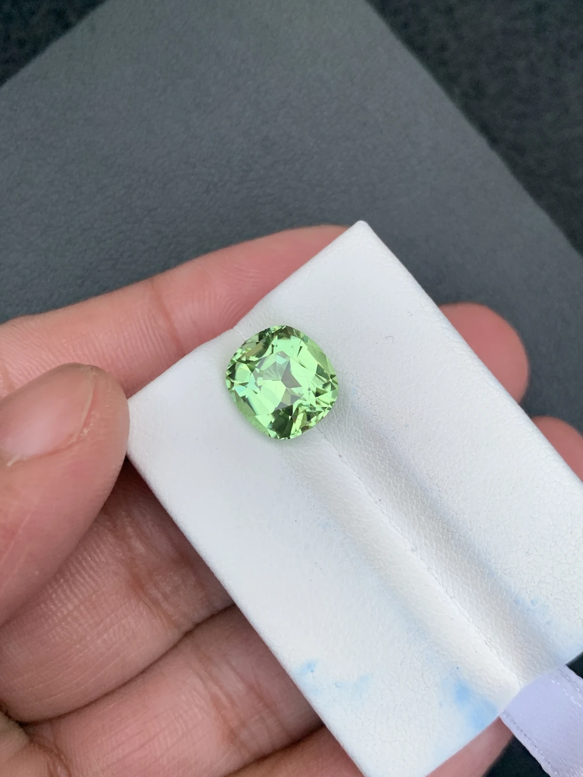 5.20 ct Natural Mint Green Peridot Cushion Shape Loose Gemstone from Supat Valley Pakistan — view 13