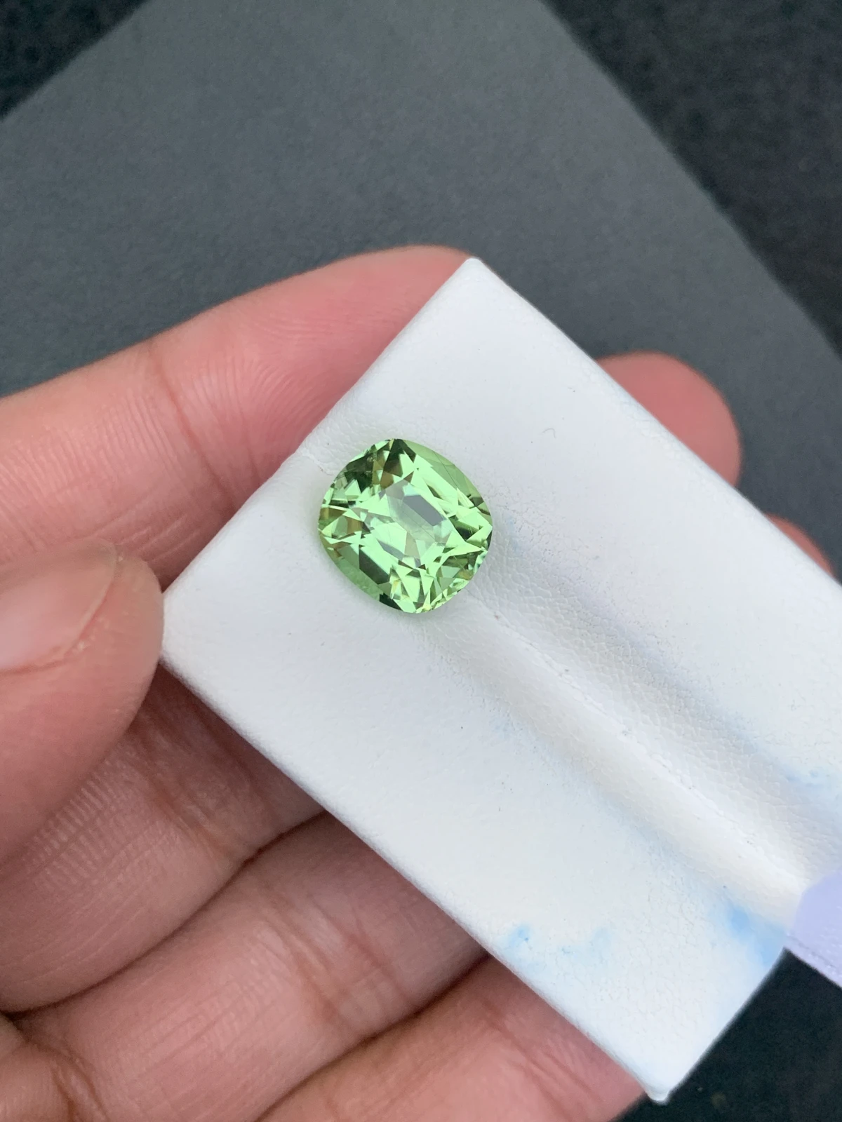 5.20 ct Natural Mint Green Peridot Cushion Shape Loose Gemstone from Supat Valley Pakistan — view 14