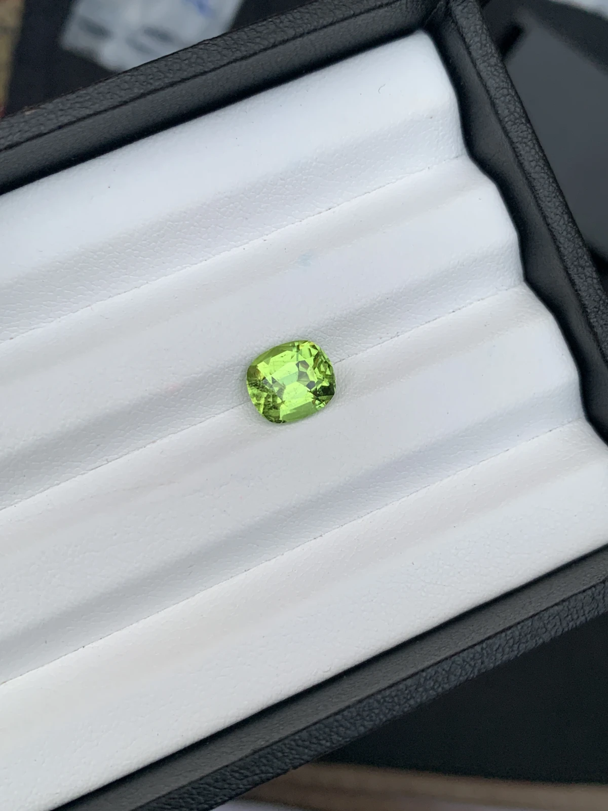 3.11 ct Natural Mint Green Peridot Cushion Shape Loose Gemstone from Supat Valley Pakistan — view 7