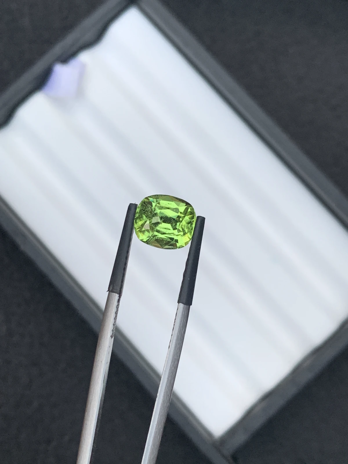3.11 ct Natural Mint Green Peridot Cushion Shape Loose Gemstone from Supat Valley Pakistan — view 11