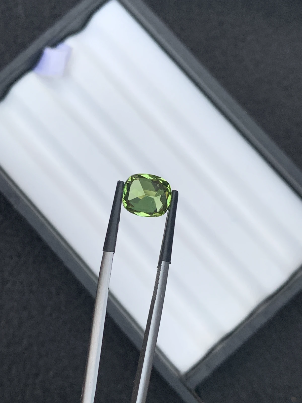 3.11 ct Natural Mint Green Peridot Cushion Shape Loose Gemstone from Supat Valley Pakistan — view 13