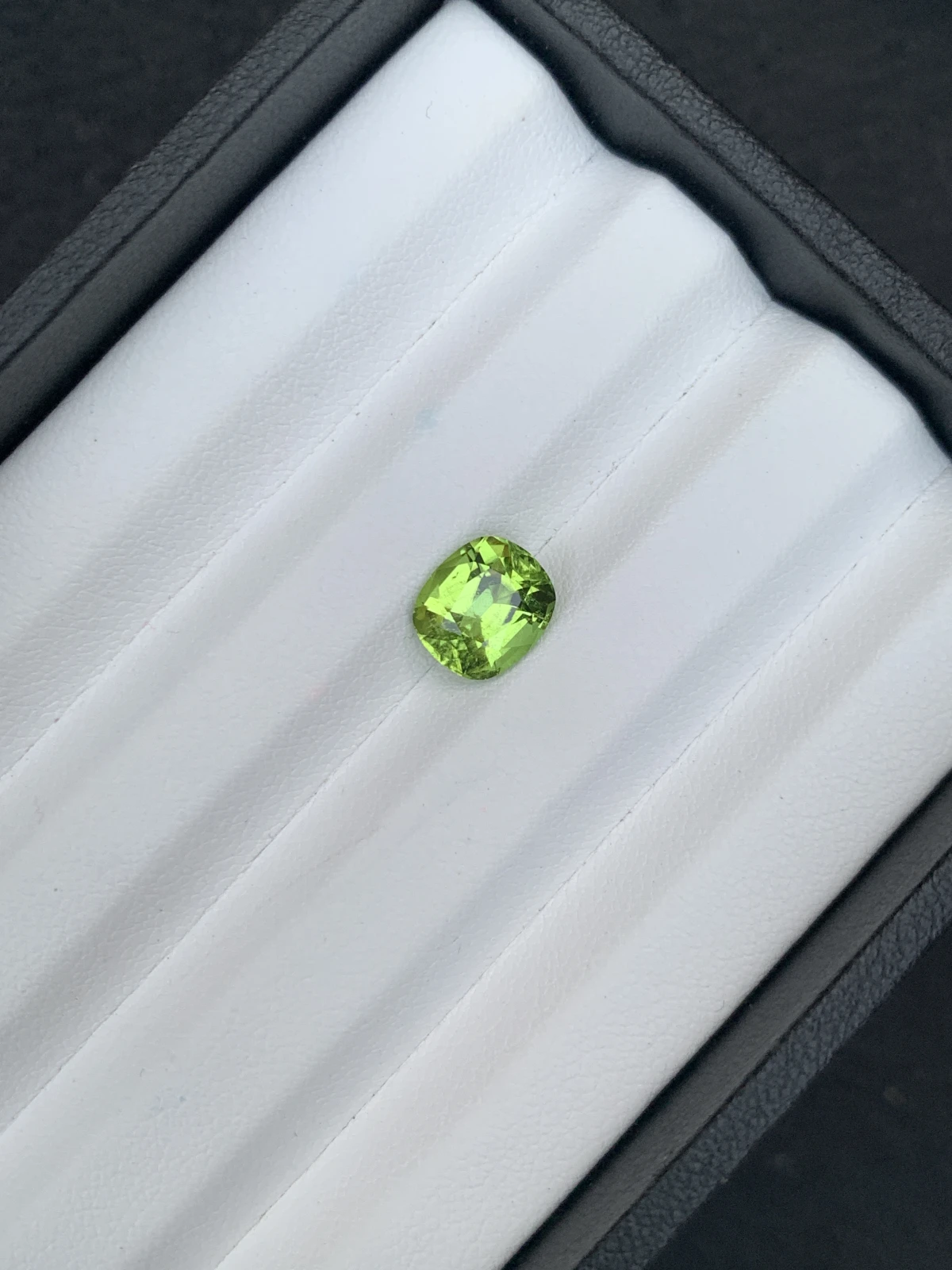 3.11 ct Natural Mint Green Peridot Cushion Shape Loose Gemstone from Supat Valley Pakistan — view 1