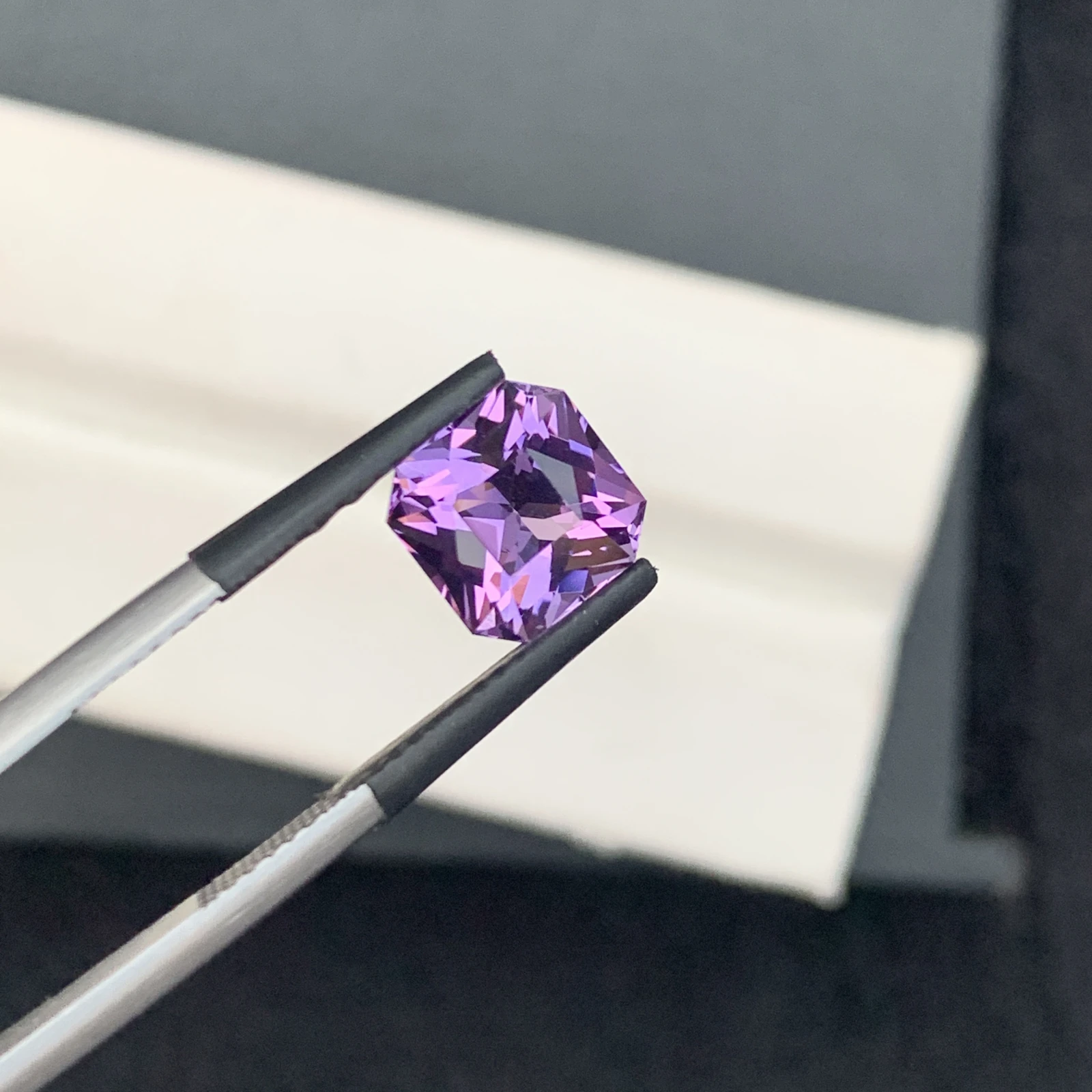 Natural Purple Amethyst 2.37 Carat Faceted Fancy Cut Octagon Shape Loose Gemstone — view 10