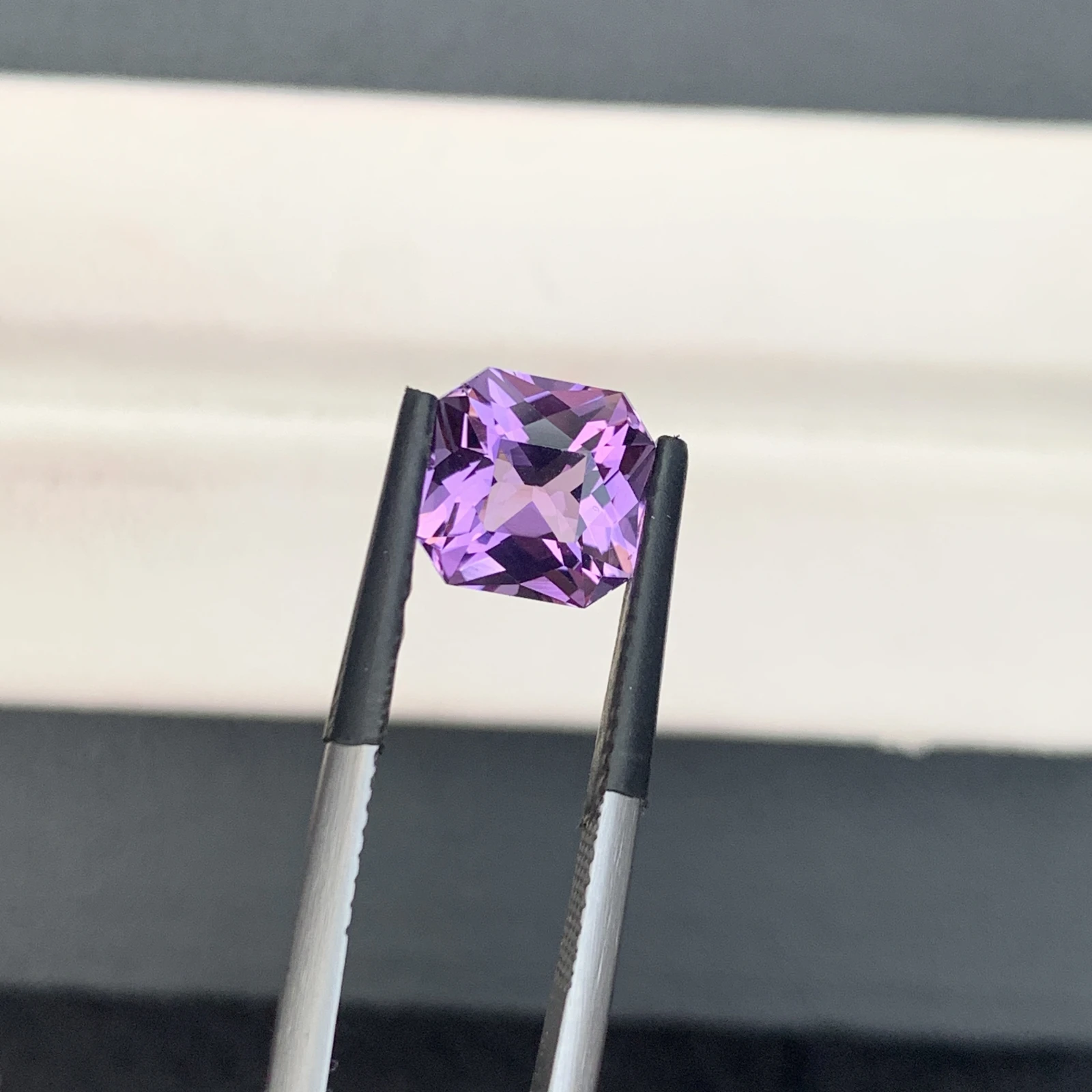 Natural Purple Amethyst 2.37 Carat Faceted Fancy Cut Octagon Shape Loose Gemstone — view 12