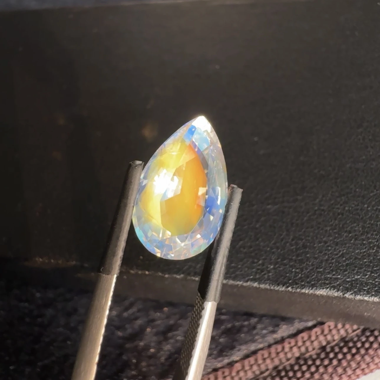 ICA GemLab Certified 5.16 ct Natural Rainbow Moonstone Pear Shape Loose Gemstone from Madagascar — view 7