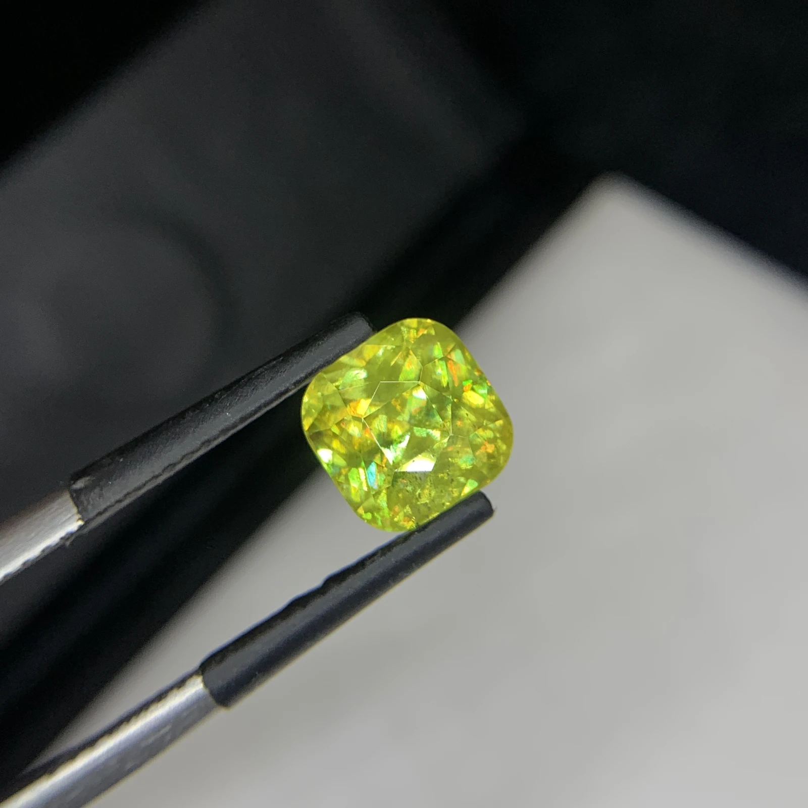 2.60 carat Natural Green Sphene Cushion Shape Faceted Loose Gemstone — view 1