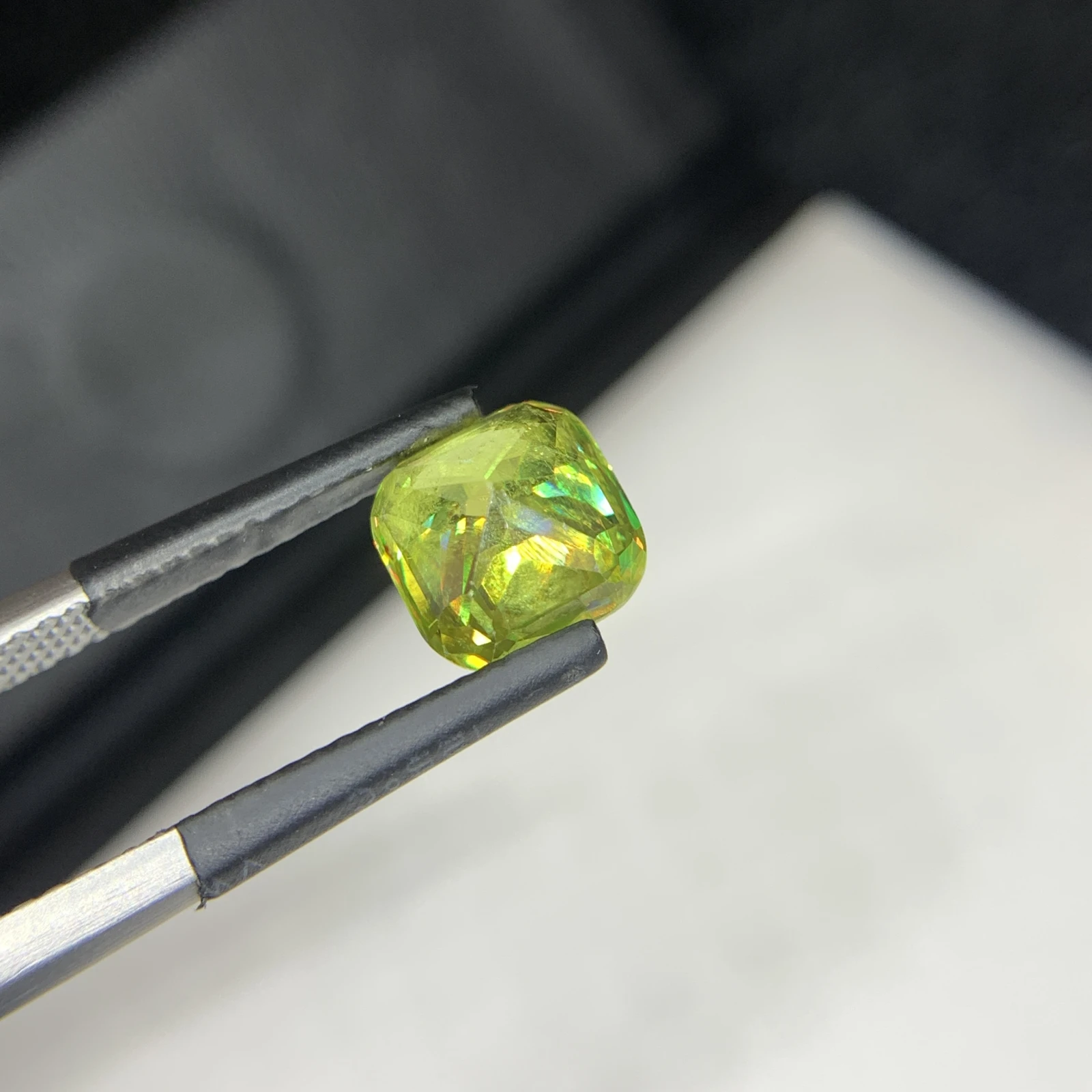 2.60 carat Natural Green Sphene Cushion Shape Faceted Loose Gemstone — view 6