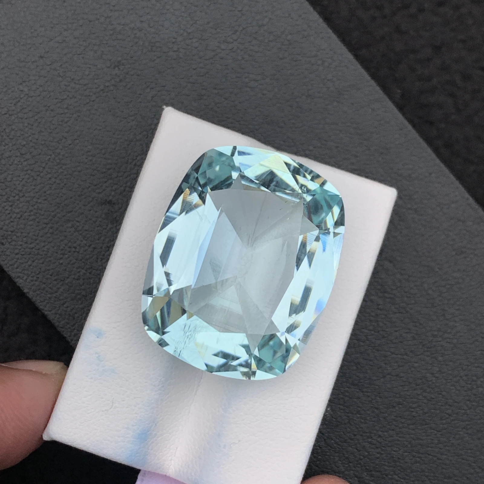 Natural Greenish Blue Aquamarine 55.59 Carat Faceted Cushion Shape Loose Gemstone — view 8