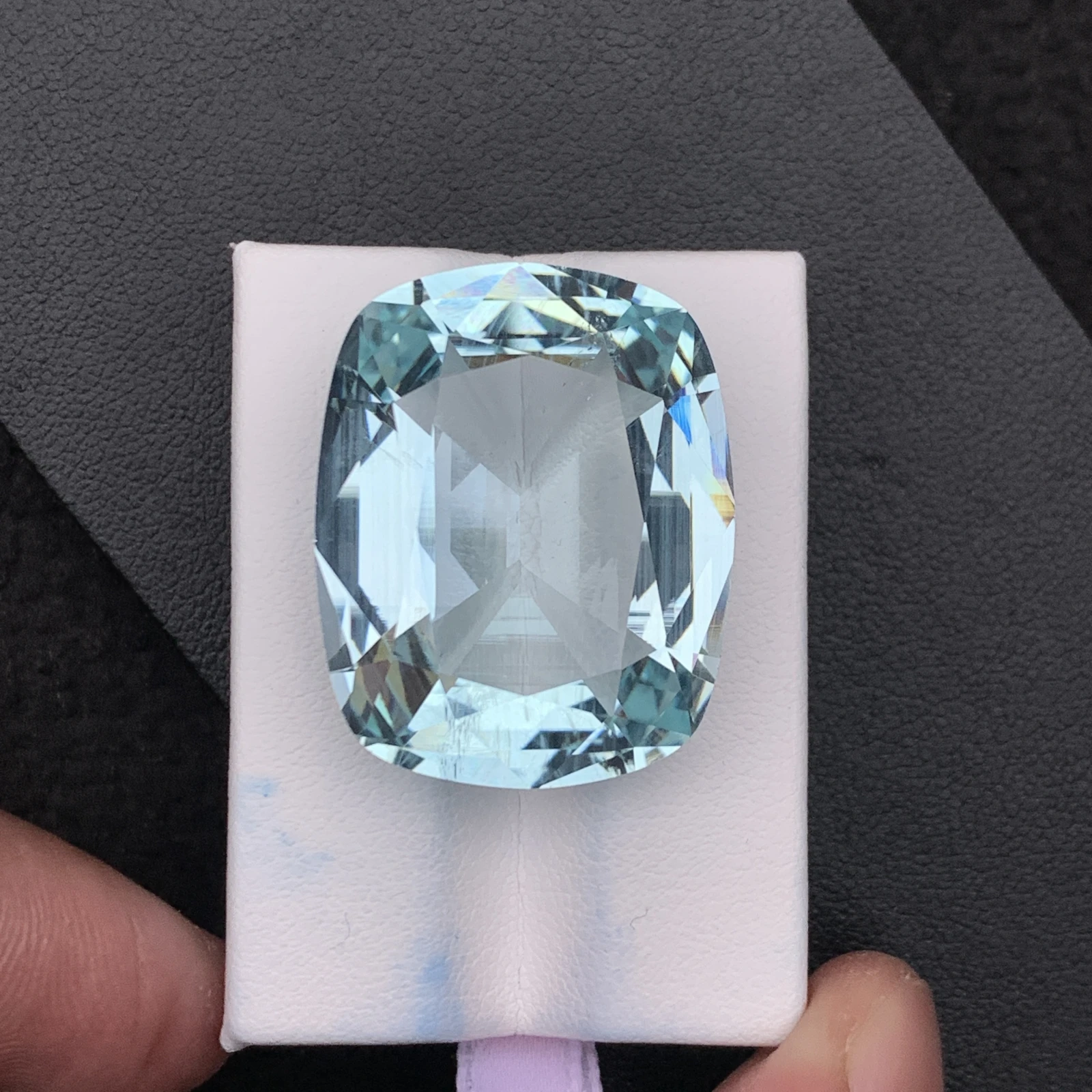 Natural Greenish Blue Aquamarine 55.59 Carat Faceted Cushion Shape Loose Gemstone — view 13