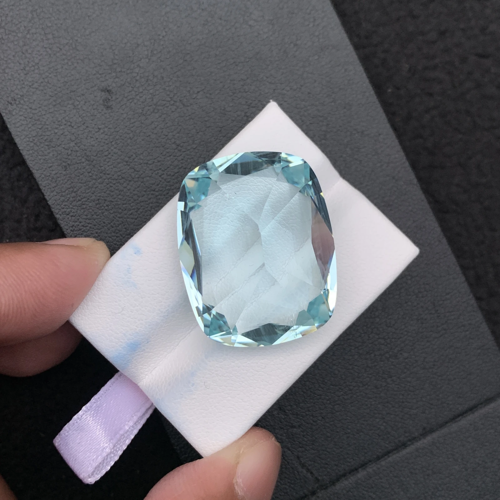 Natural Greenish Blue Aquamarine 55.59 Carat Faceted Cushion Shape Loose Gemstone — view 19
