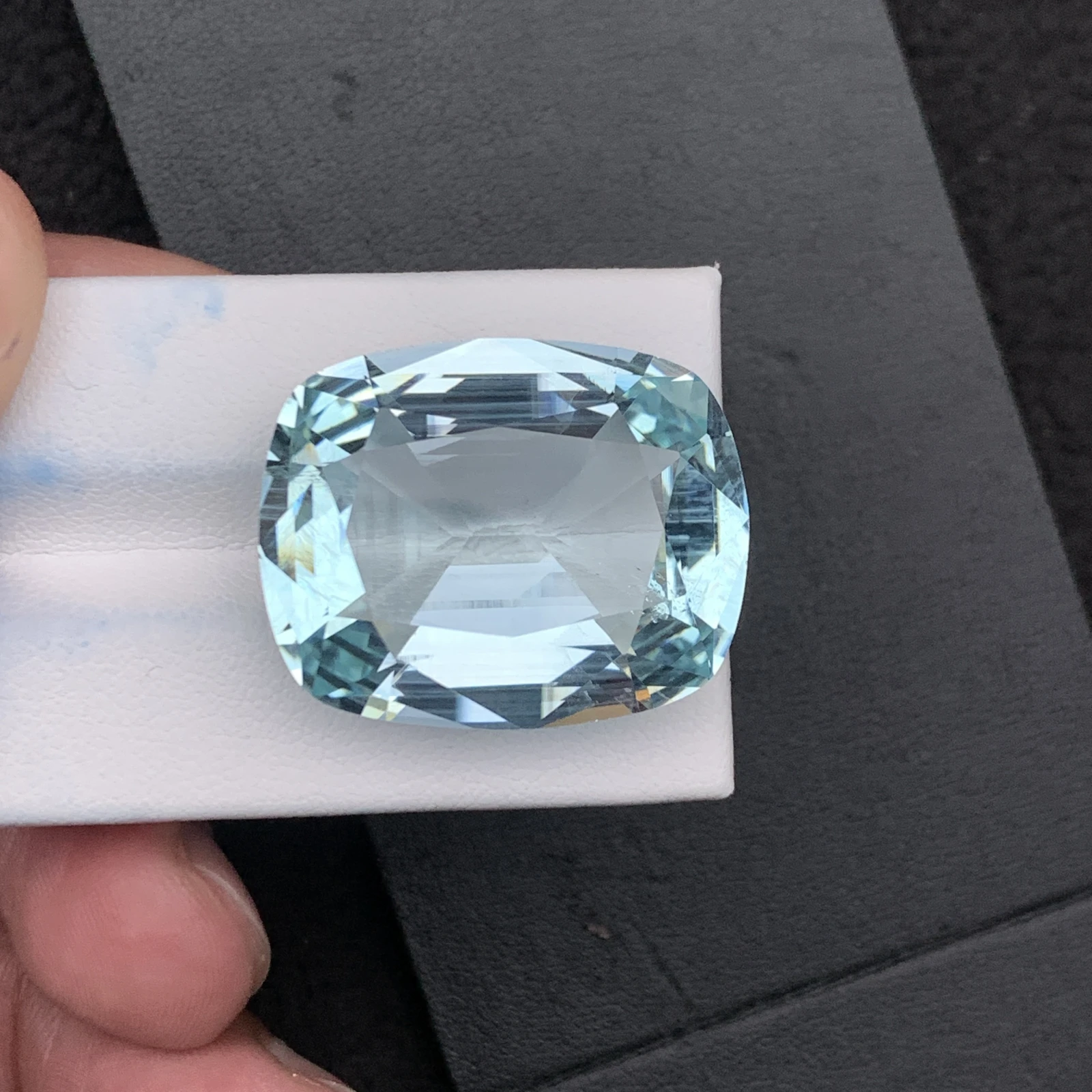 Natural Greenish Blue Aquamarine 55.59 Carat Faceted Cushion Shape Loose Gemstone — view 20