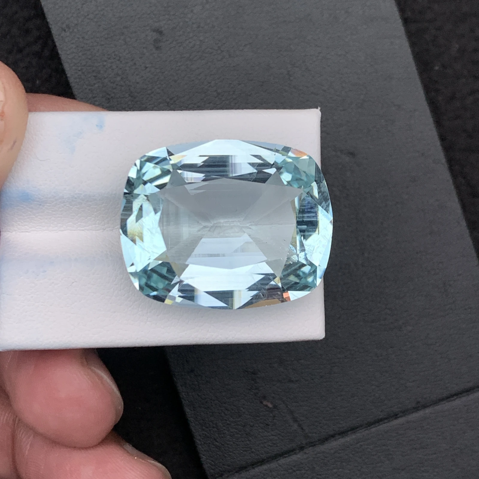 Natural Greenish Blue Aquamarine 55.59 Carat Faceted Cushion Shape Loose Gemstone — view 21