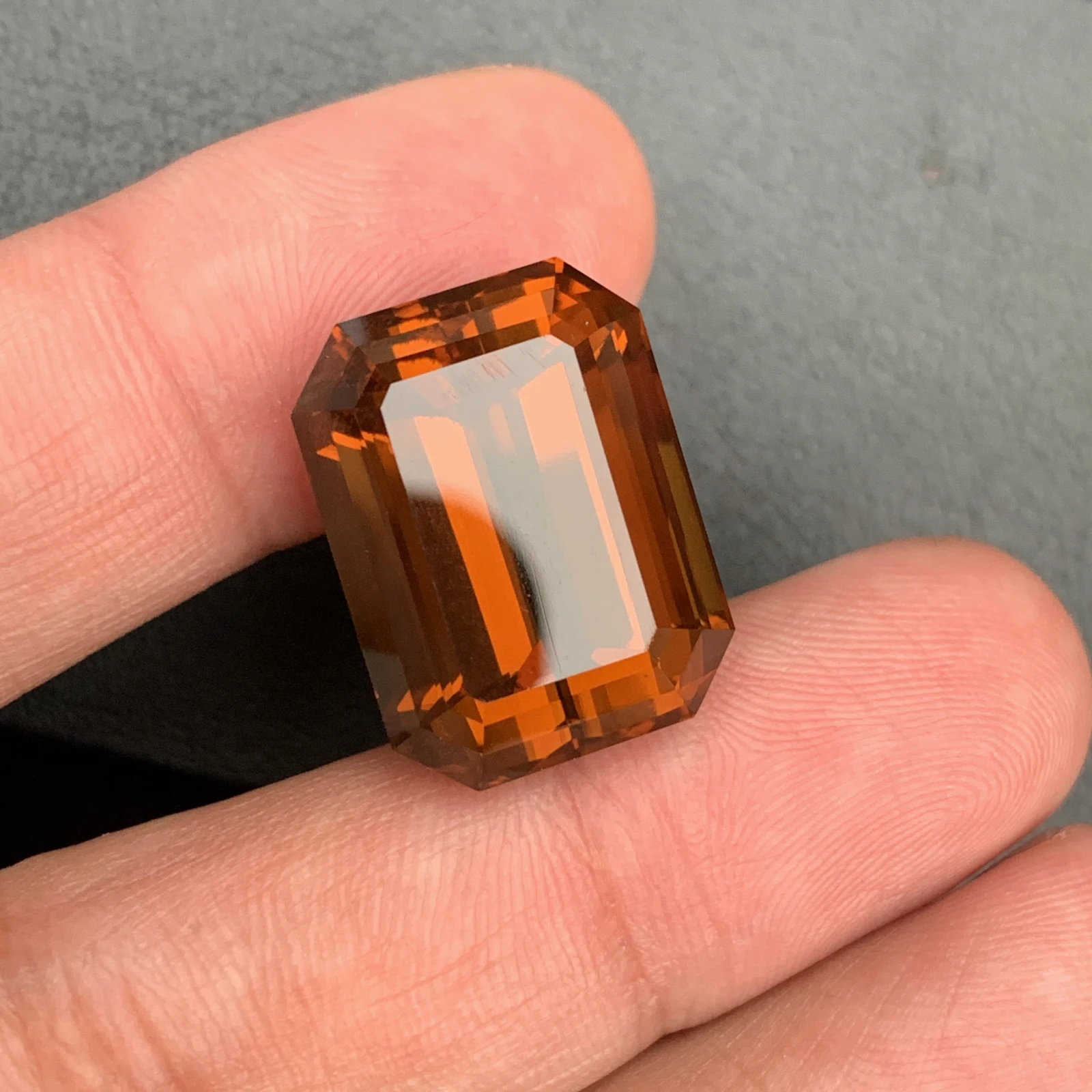Natural Emerald Cut Citrine Gemstone 34.70 Carat Amber Color Crystal — view 1