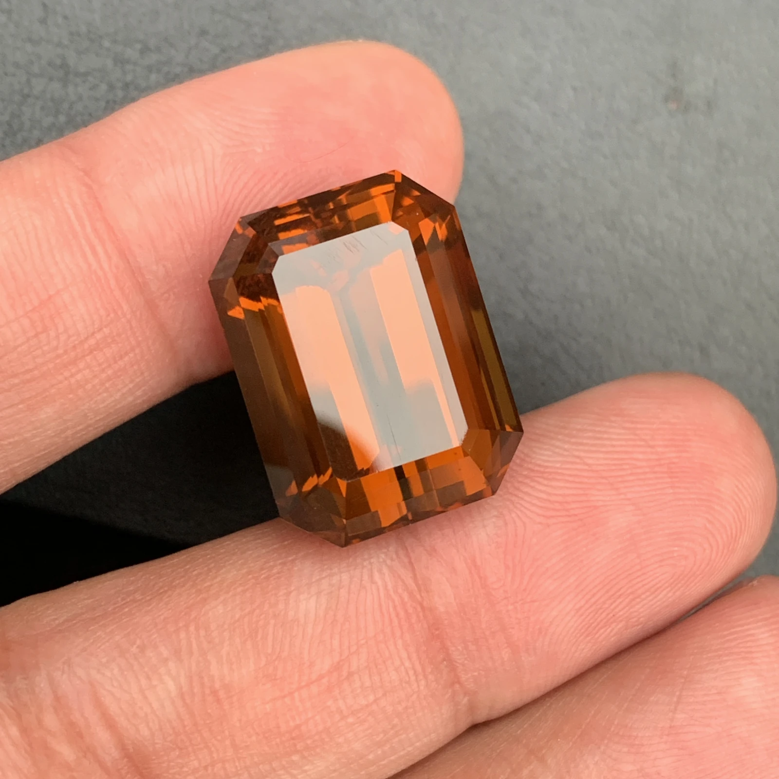Natural Emerald Cut Citrine Gemstone 34.70 Carat Amber Color Crystal — view 2