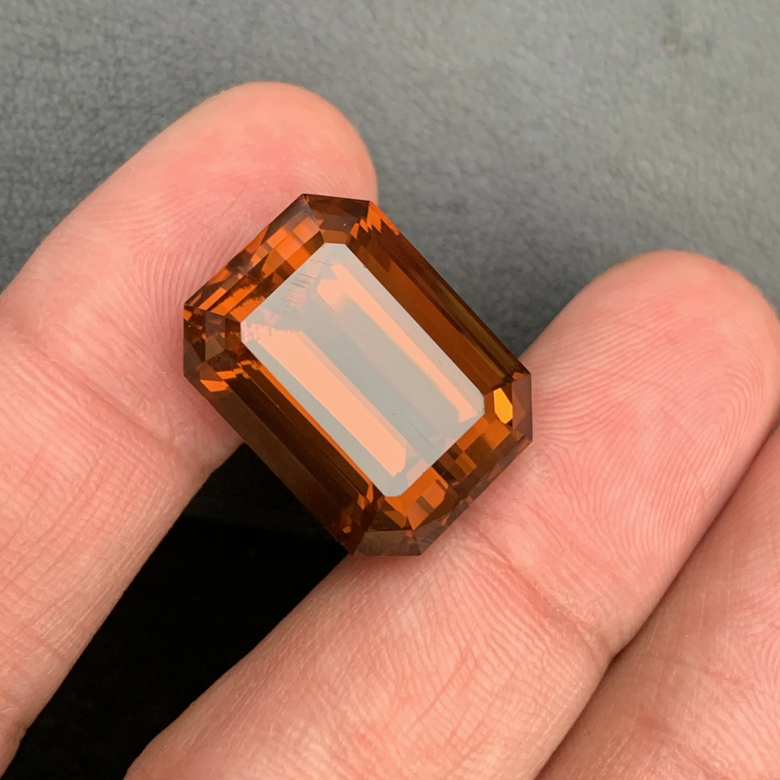 Natural Emerald Cut Citrine Gemstone 34.70 Carat Amber Color Crystal — view 3