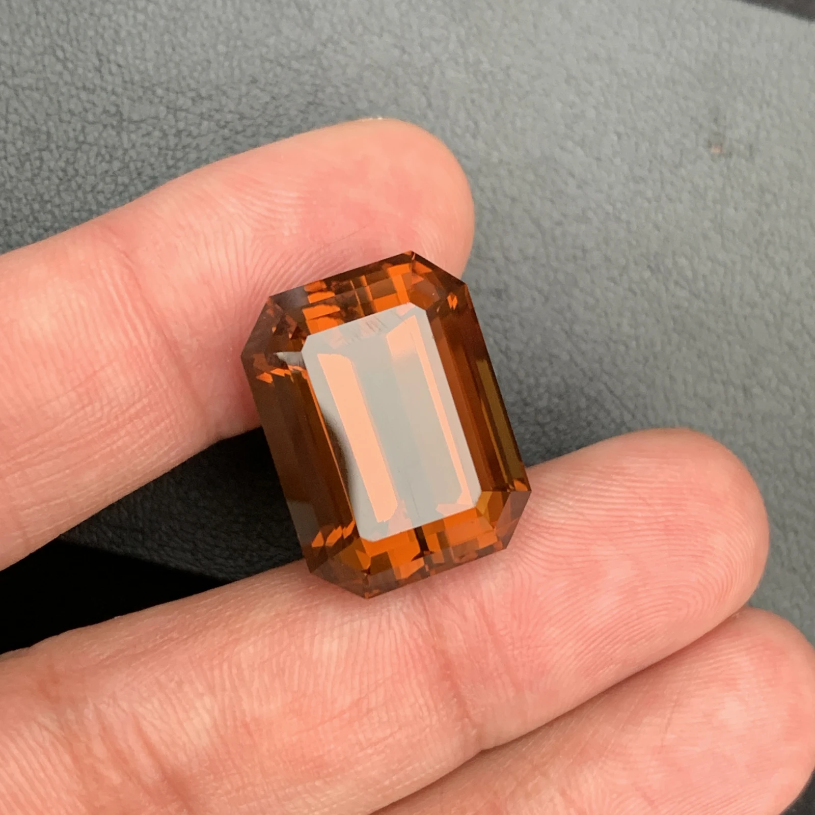 Natural Emerald Cut Citrine Gemstone 34.70 Carat Amber Color Crystal — view 4