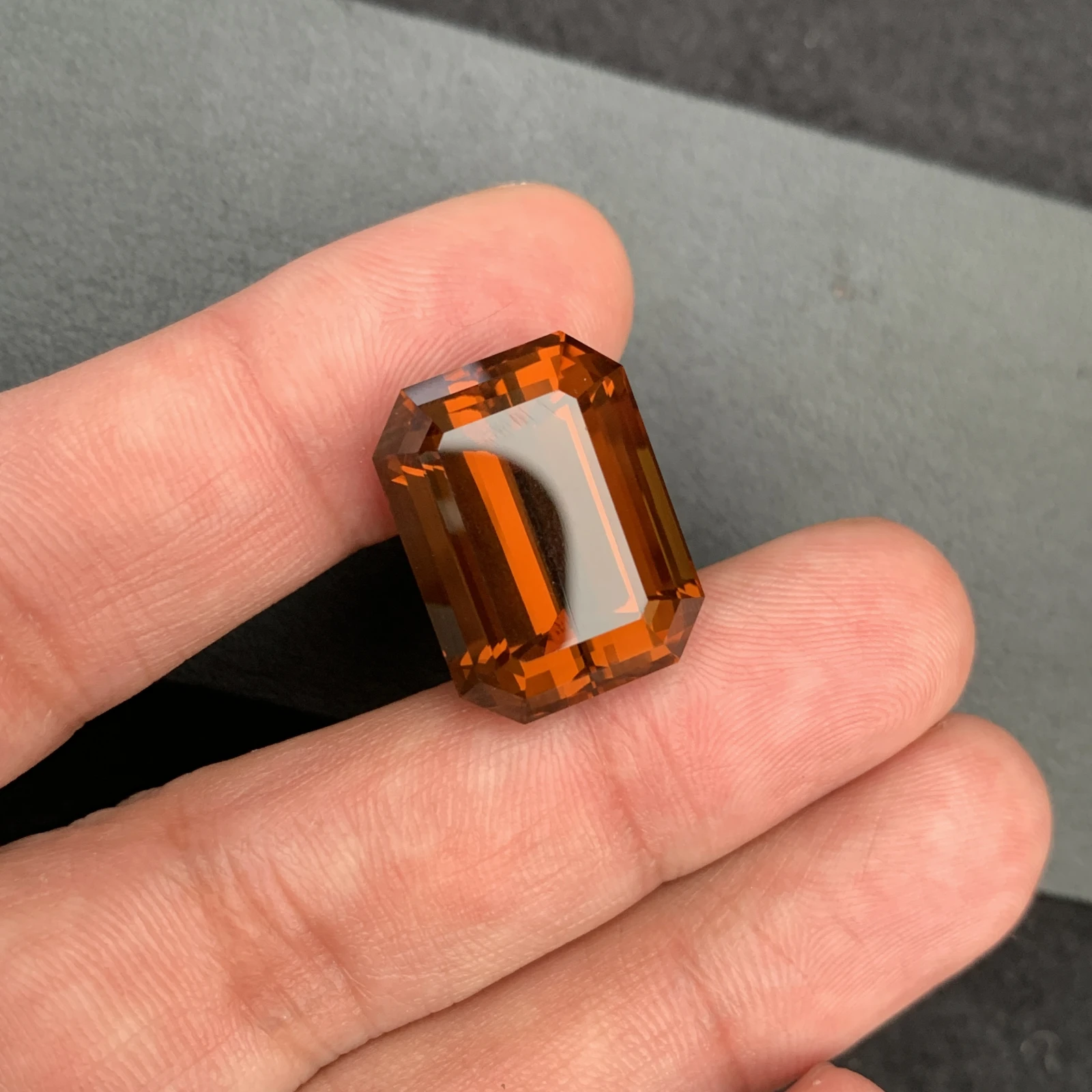 Natural Emerald Cut Citrine Gemstone 34.70 Carat Amber Color Crystal — view 5