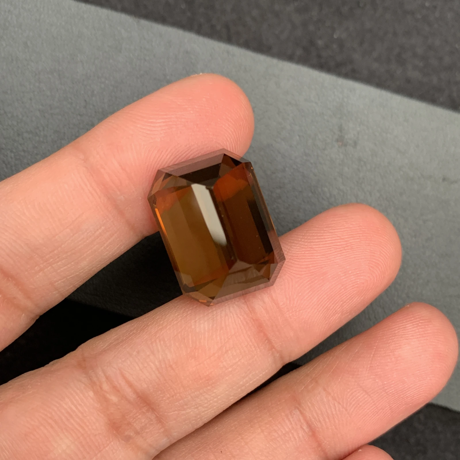 Natural Emerald Cut Citrine Gemstone 34.70 Carat Amber Color Crystal — view 6