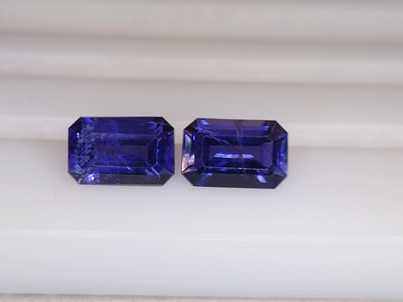 1.5ct Natural Emerald Cut Iolite Pair Faceted Loose Gemstone From Madagascar — view 2