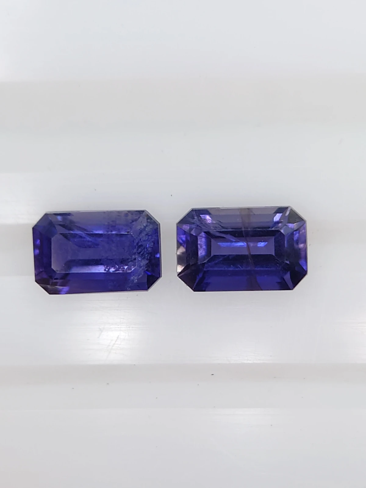 1.5ct Natural Emerald Cut Iolite Pair Faceted Loose Gemstone From Madagascar — view 3