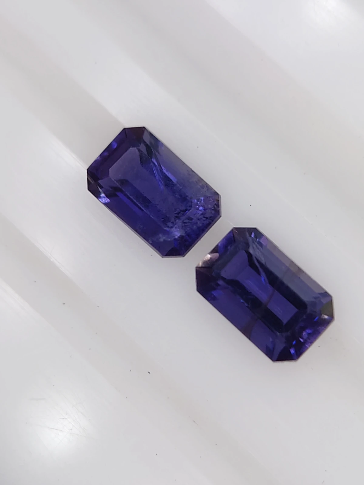 1.5ct Natural Emerald Cut Iolite Pair Faceted Loose Gemstone From Madagascar — view 5