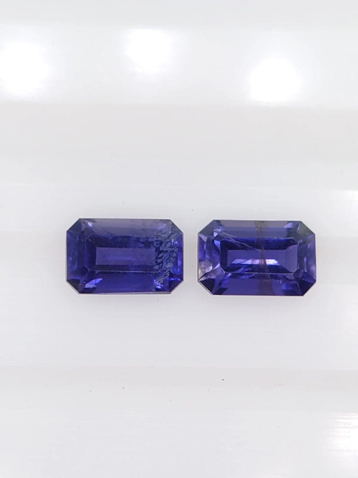 1.5ct Natural Emerald Cut Iolite Pair Faceted Loose Gemstone From Madagascar — view 6