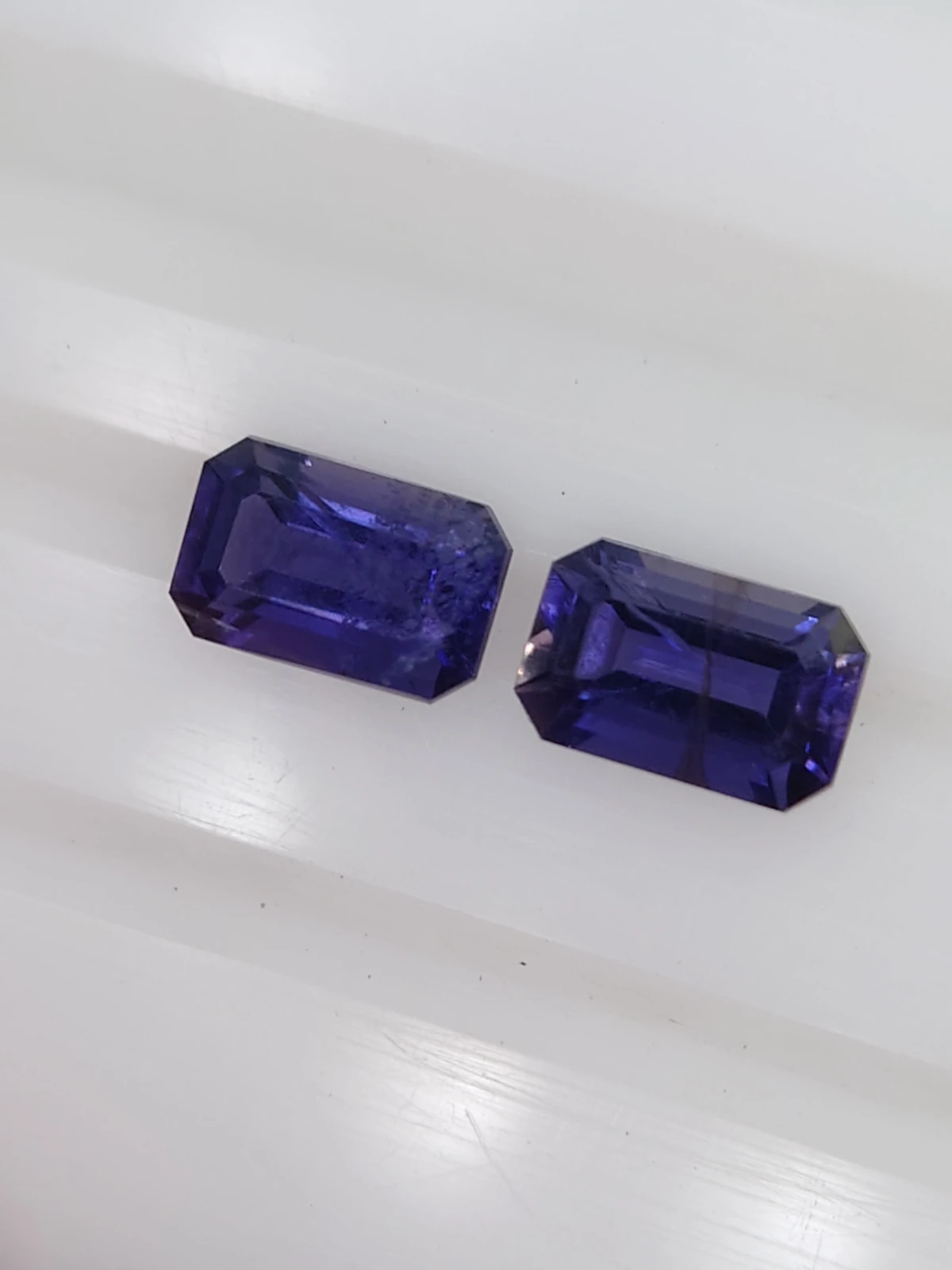 1.5ct Natural Emerald Cut Iolite Pair Faceted Loose Gemstone From Madagascar — view 4