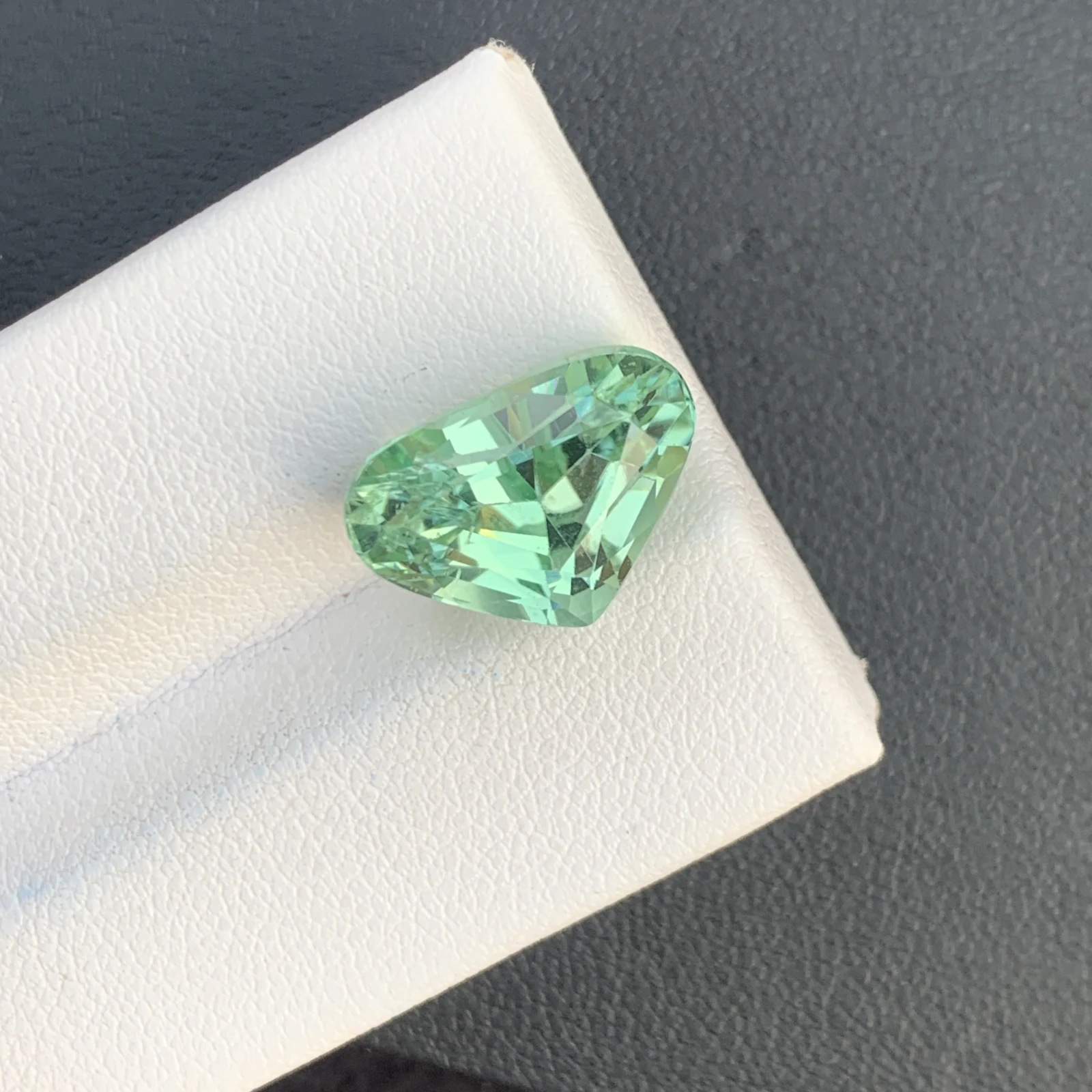 Natural Green Kunzite Radiated 8.95 Carat Faceted Fancy Shape Gemstone — view 6