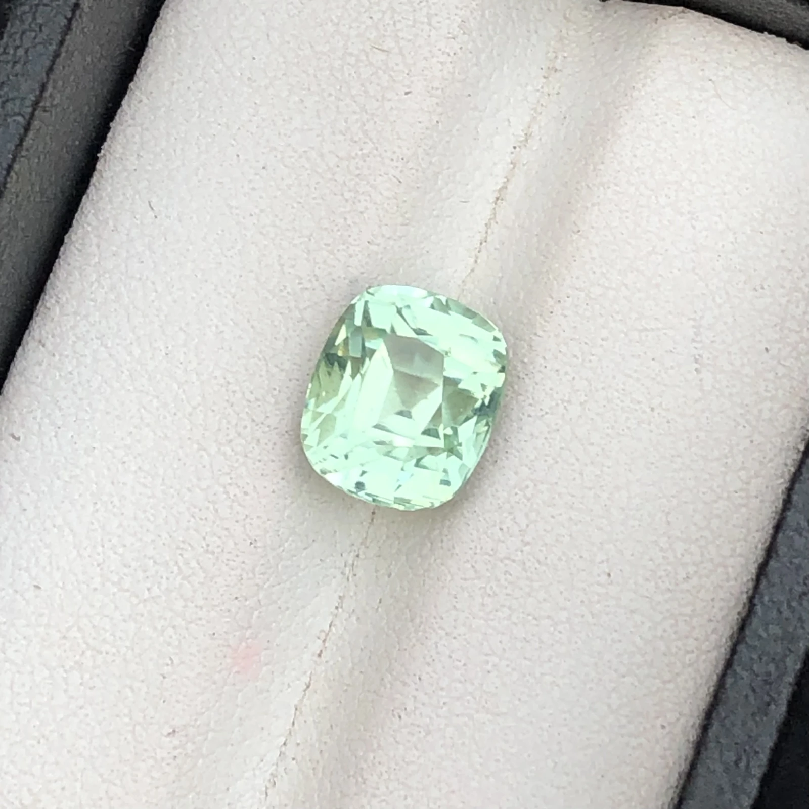4.19 Ct Mint Green Tourmaline Gemstone: Faceted Cushion Cut, October Birthstone — view 2