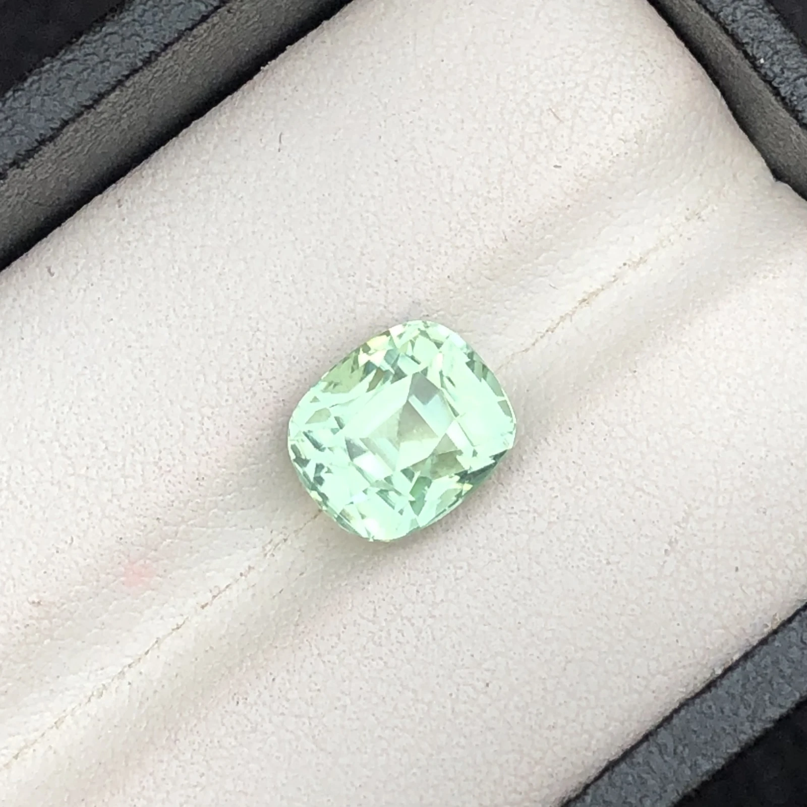 4.19 Ct Mint Green Tourmaline Gemstone: Faceted Cushion Cut, October Birthstone — view 3