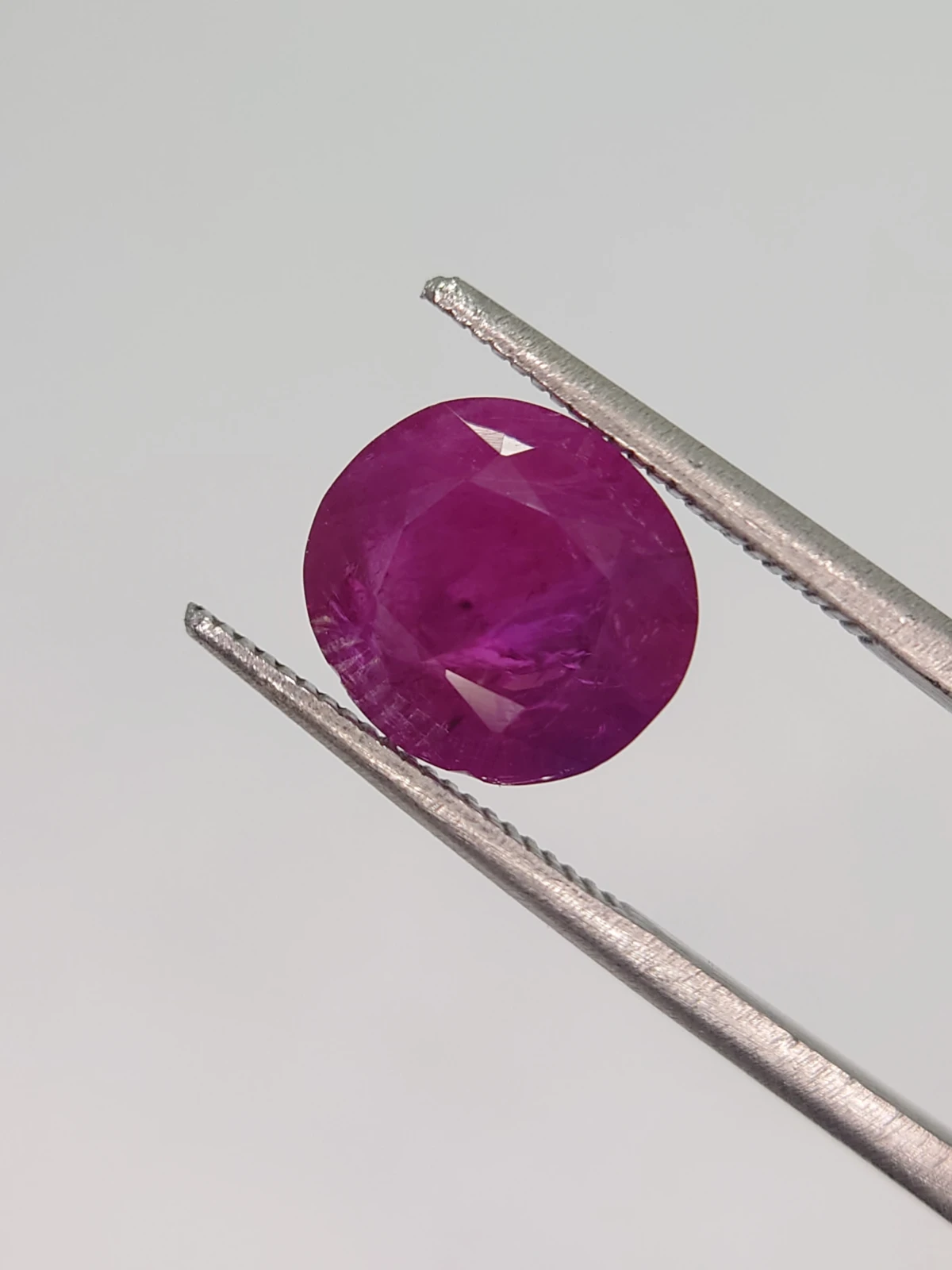4.27ct Pinkish Purple Natural Oval Faceted Ruby from Afghanistan — view 1